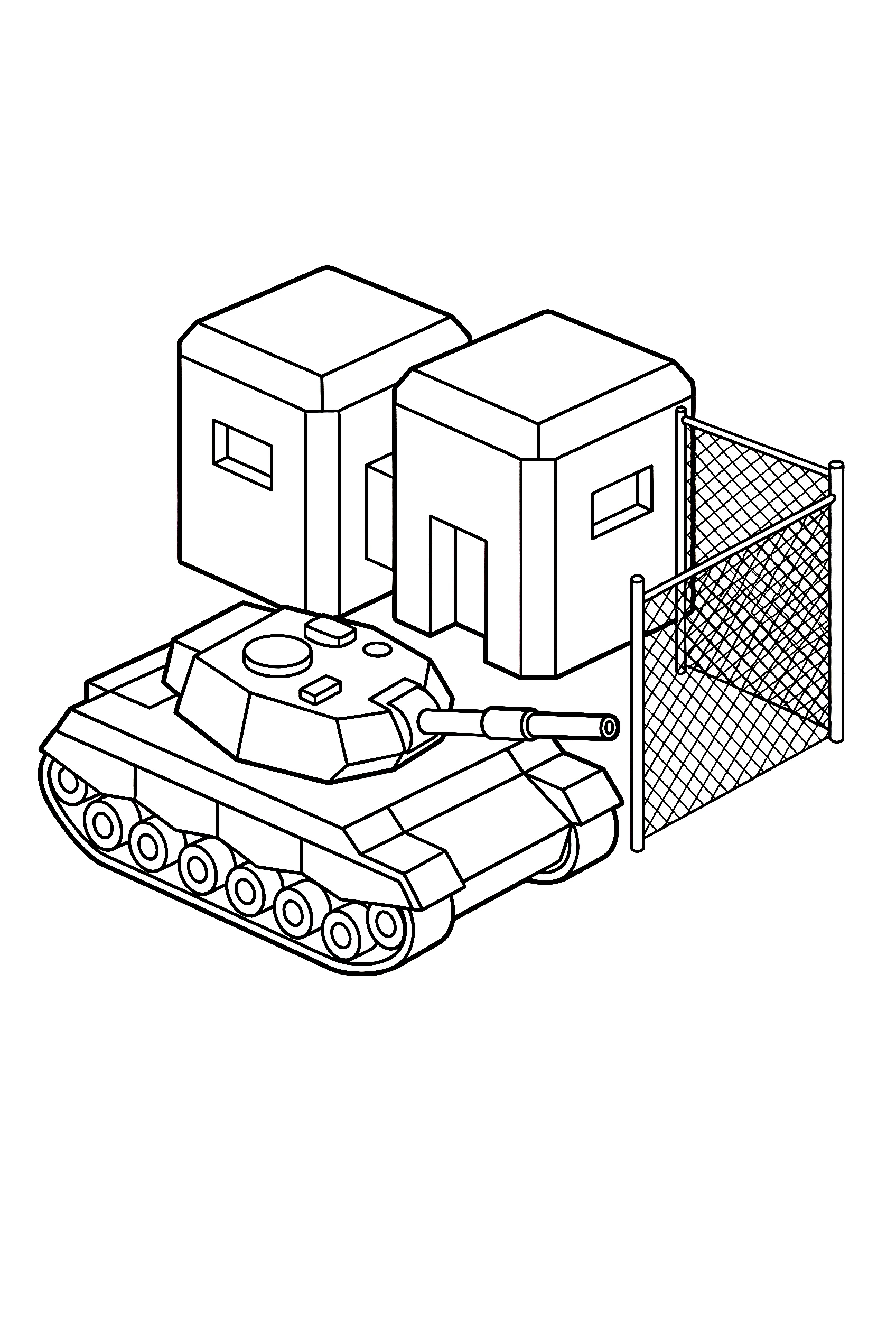 tank near bunkers coloring pages