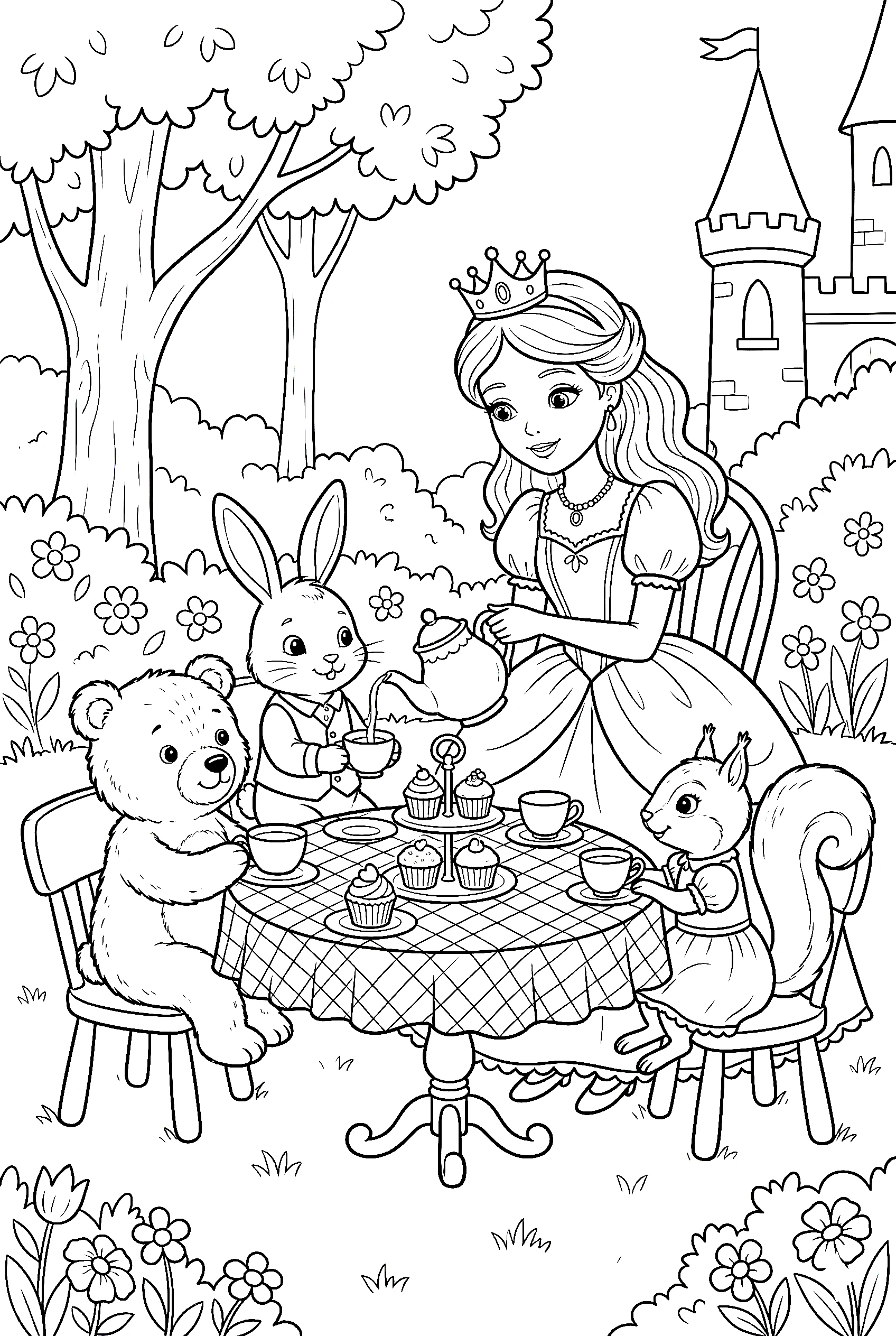 tea party princess coloring pages