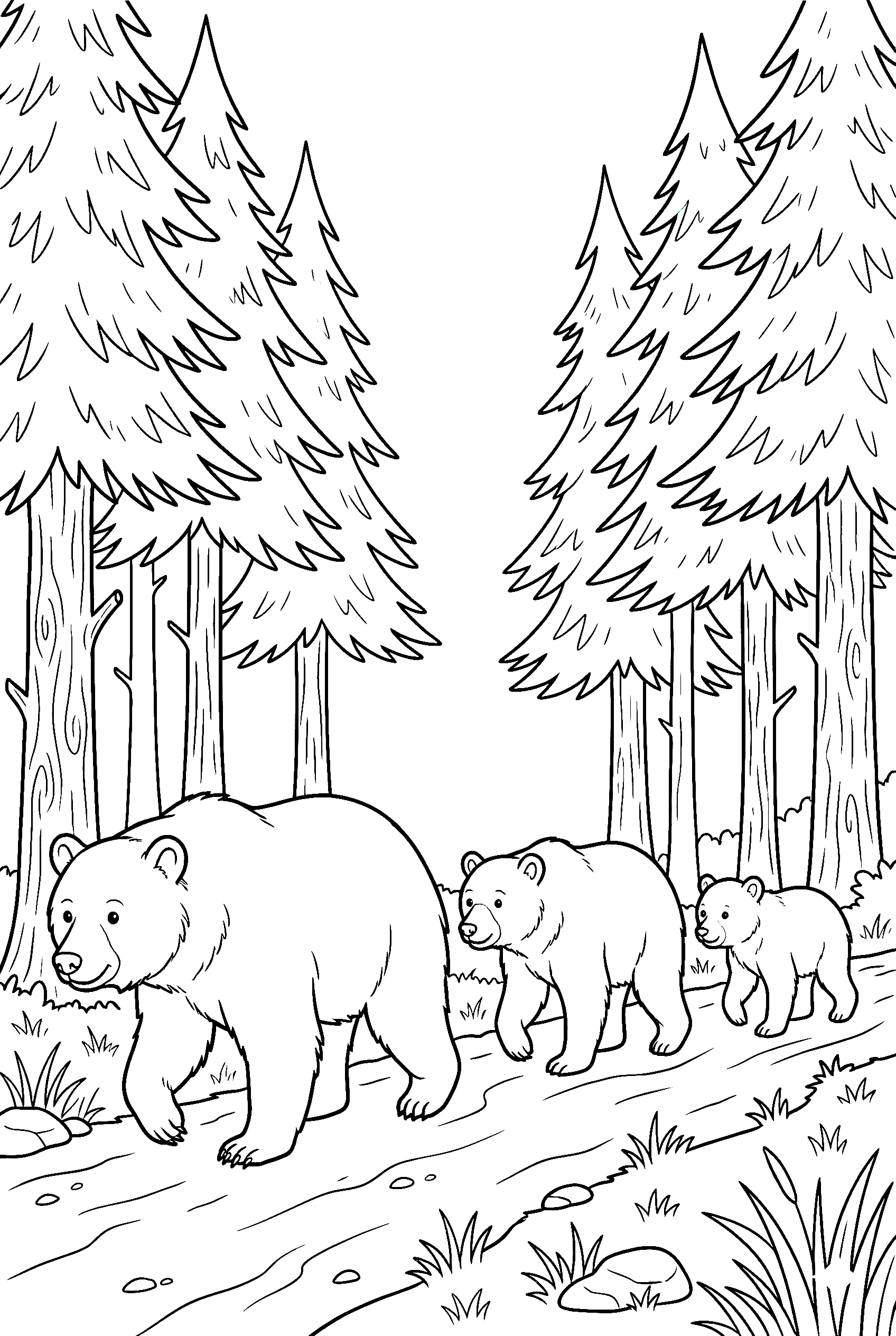 three bears forest path coloring pages