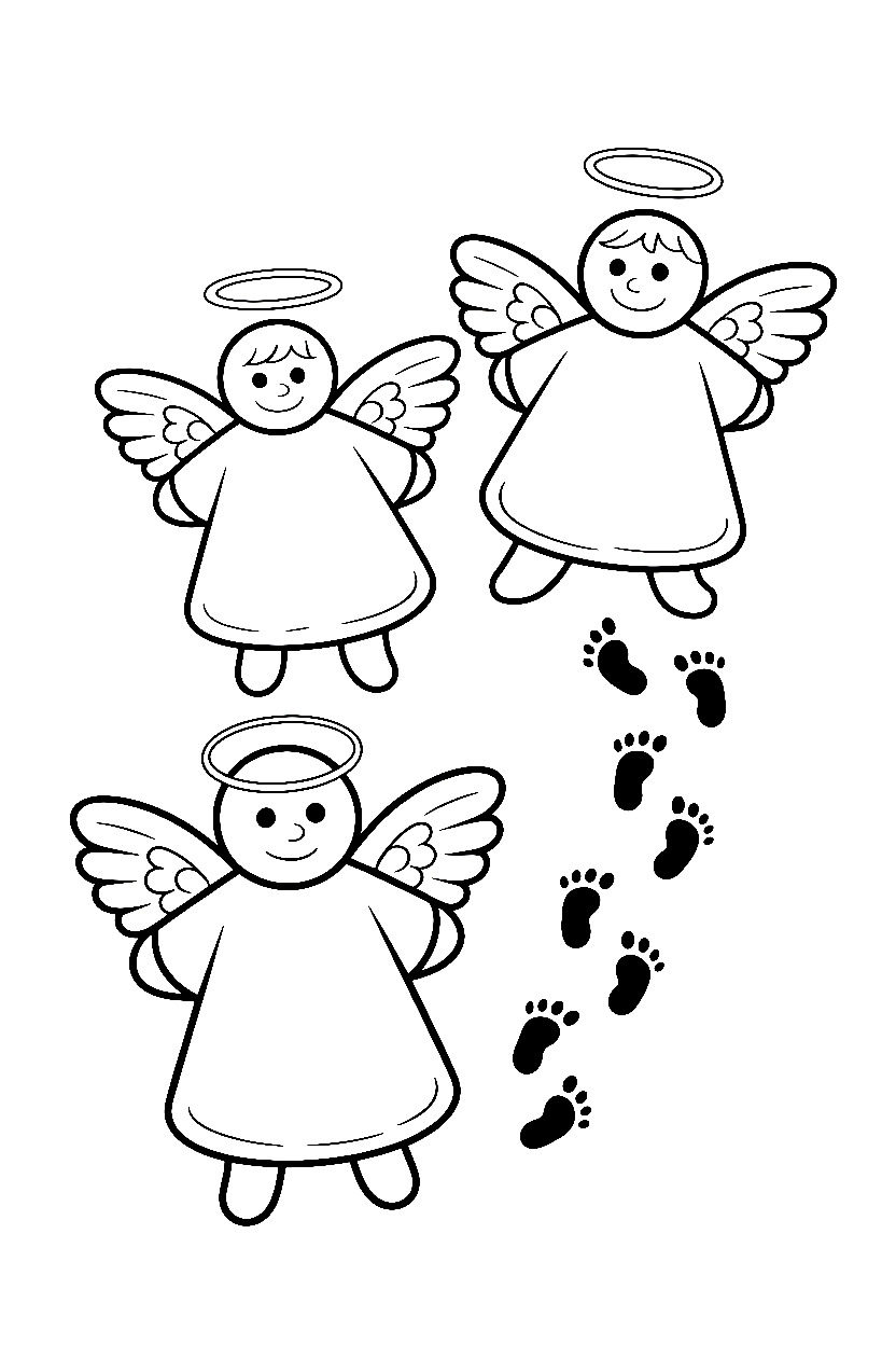 three snow angels drawing