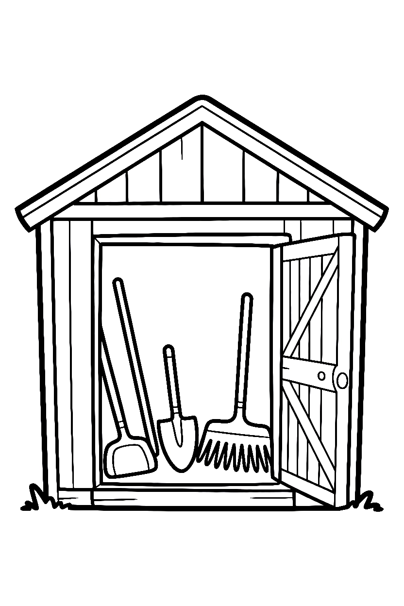 tool shed open door implements printable sheet tool shed open door implements printable sheet