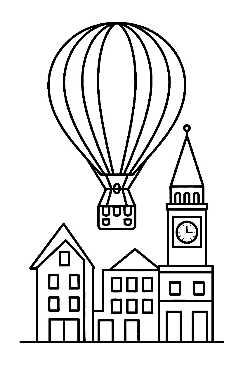 town square aerial view drawing