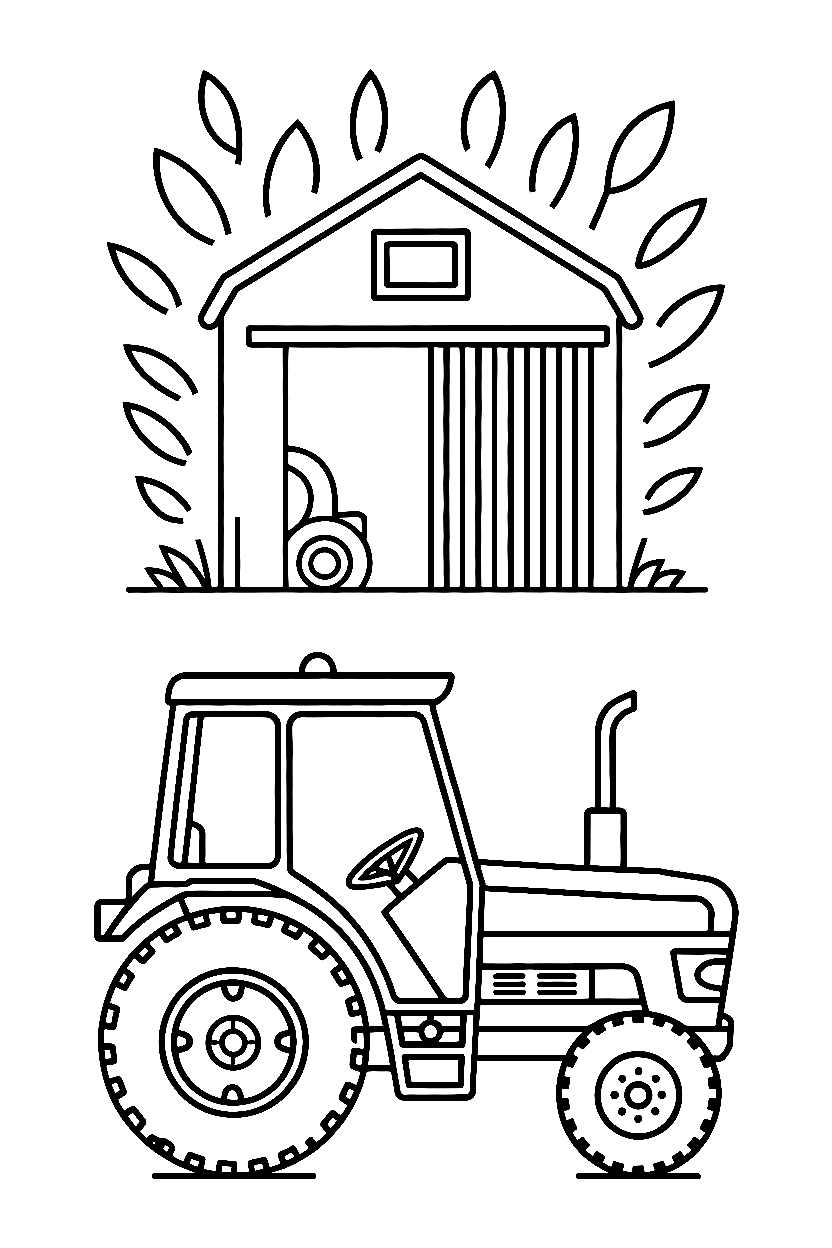 tractor barn structure coloring pages