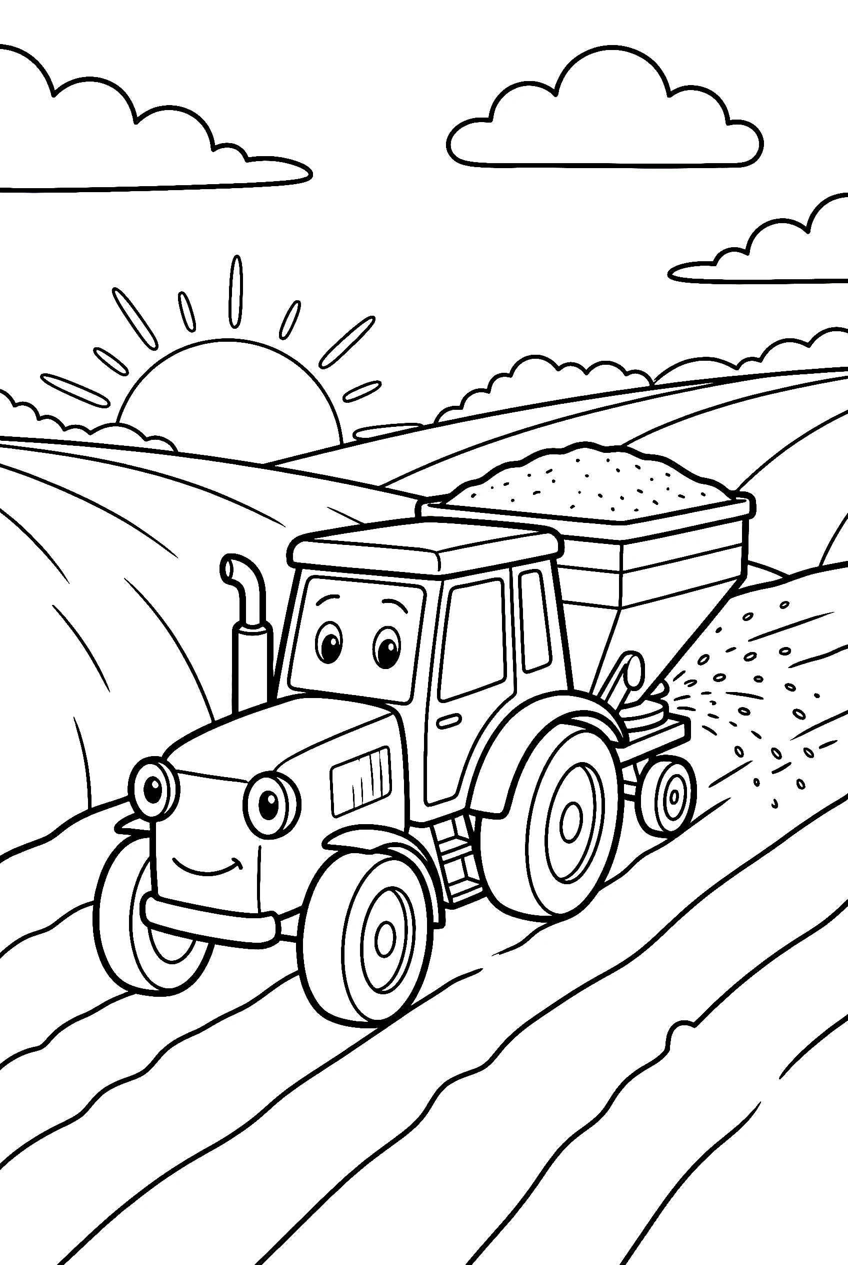 tractor planting seeds drawing