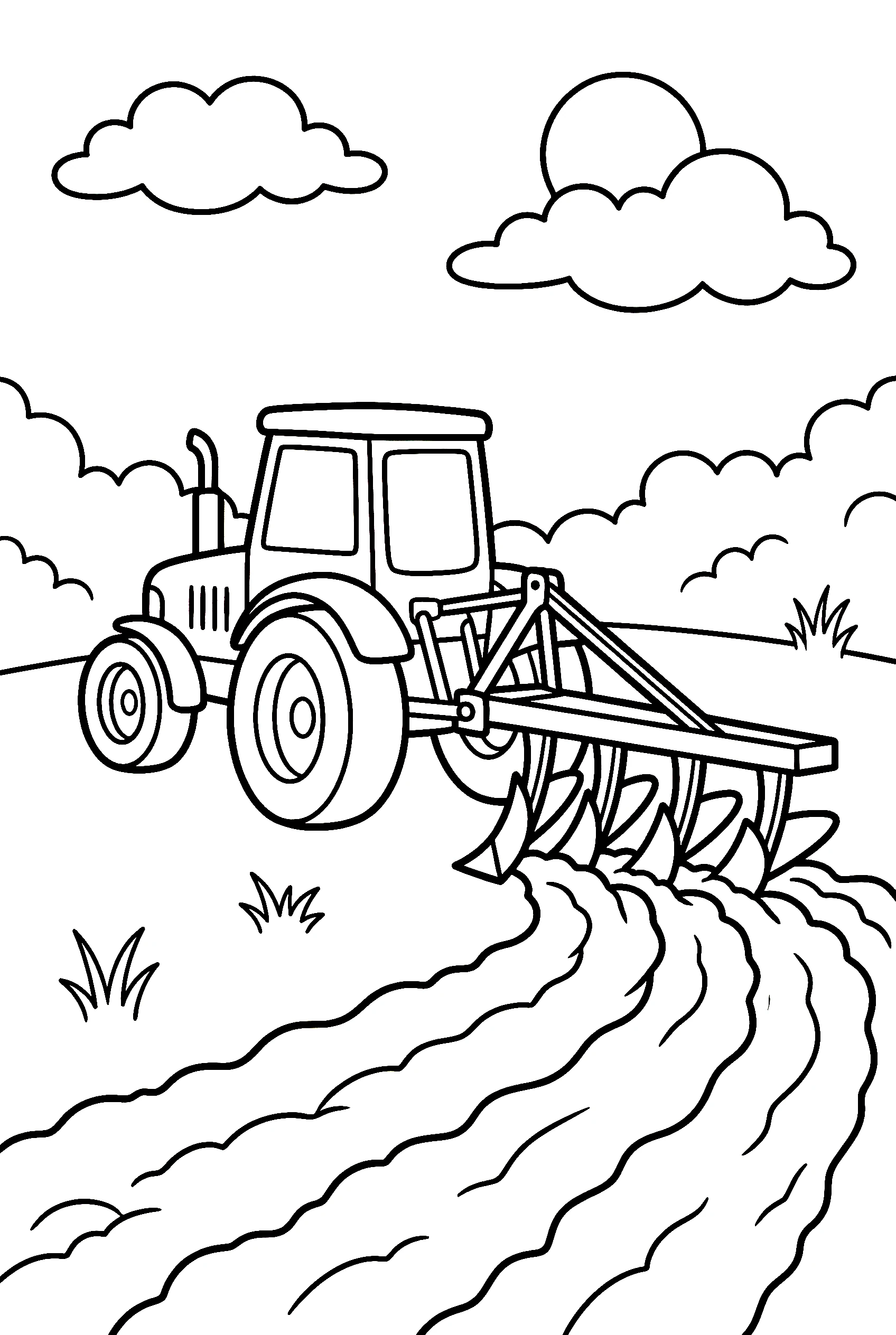 tractor plowing field coloring pages