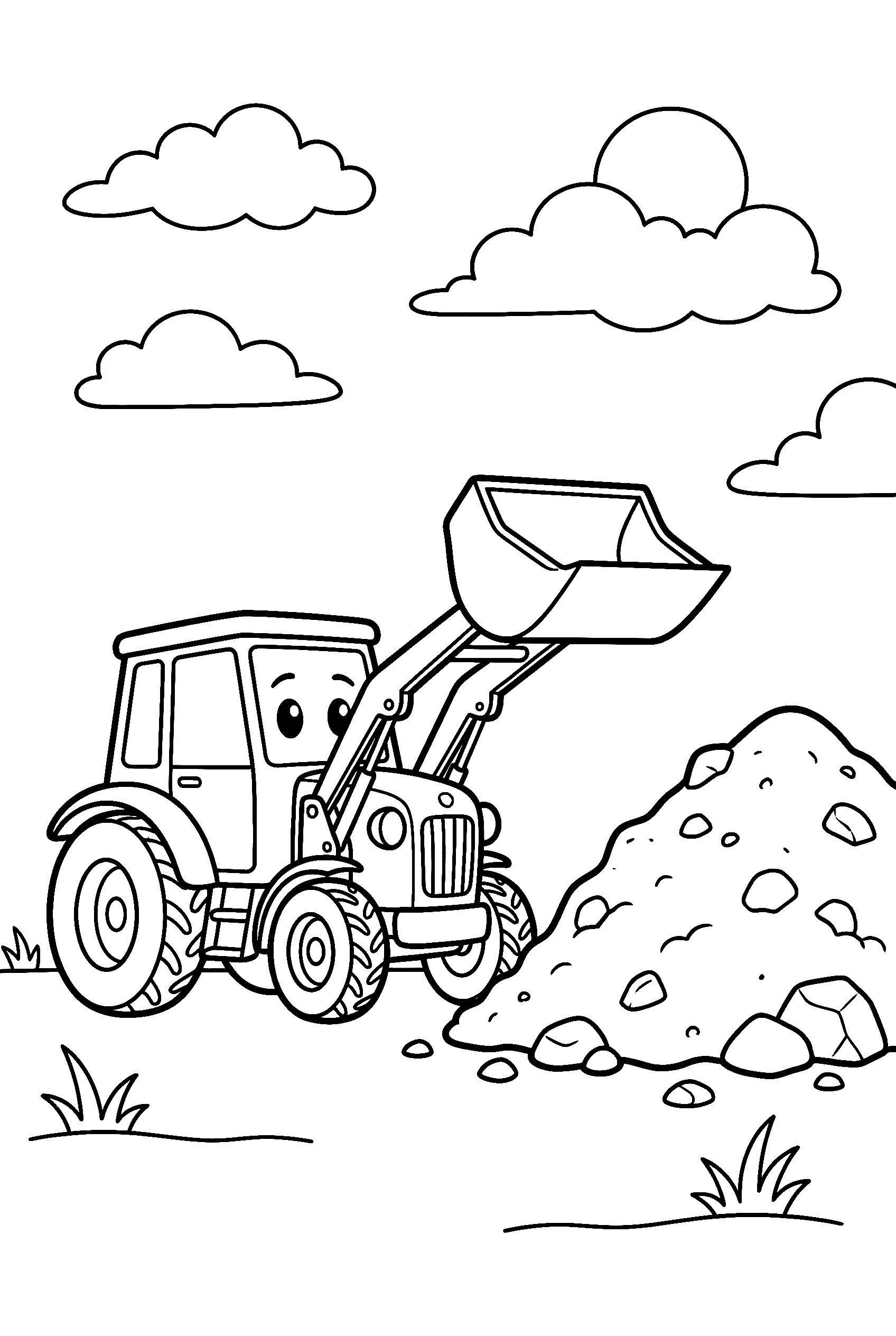 tractor with loader bucket drawing