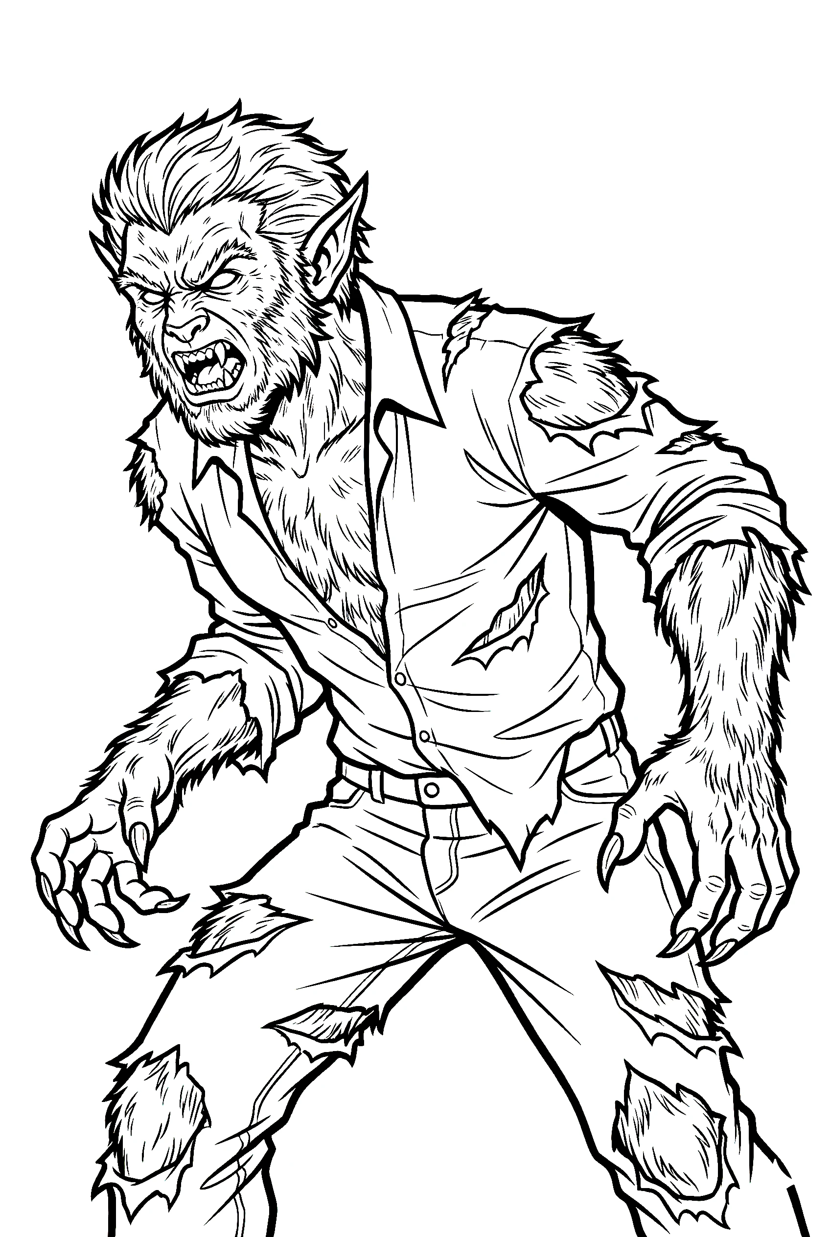 transformation scene werewolf coloring pages