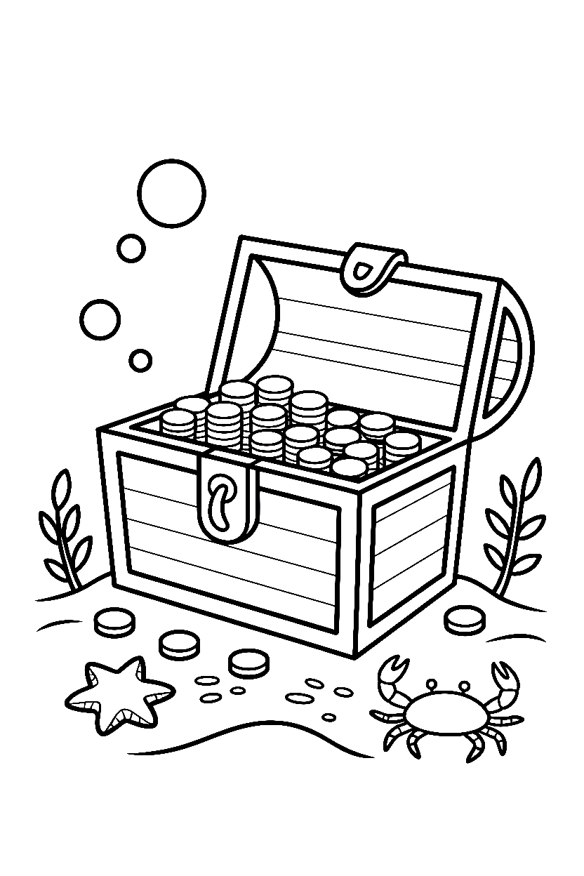 treasure chest ocean floor coloring pages