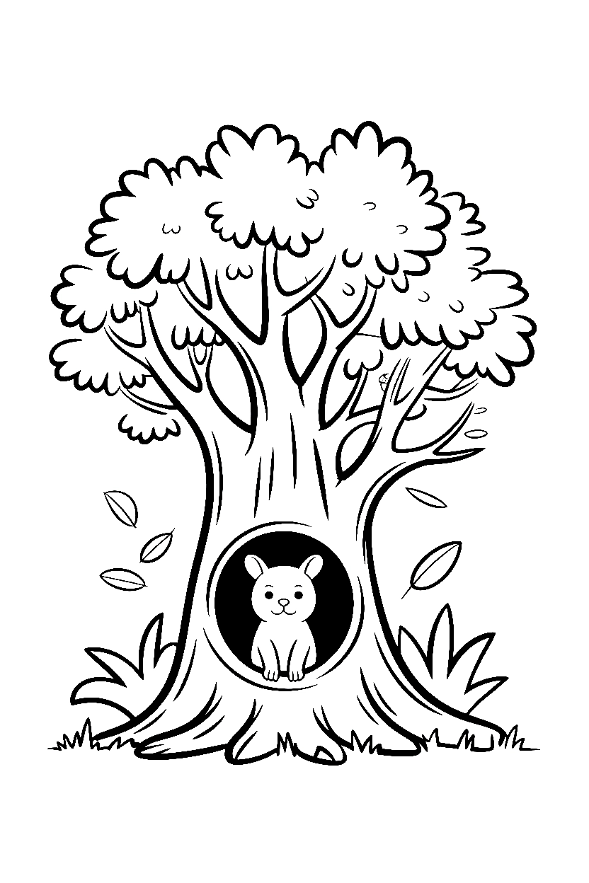 tree hollow hideaway coloring pages