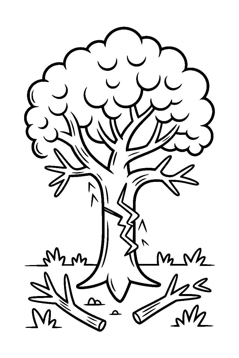 tree storm damage coloring pages