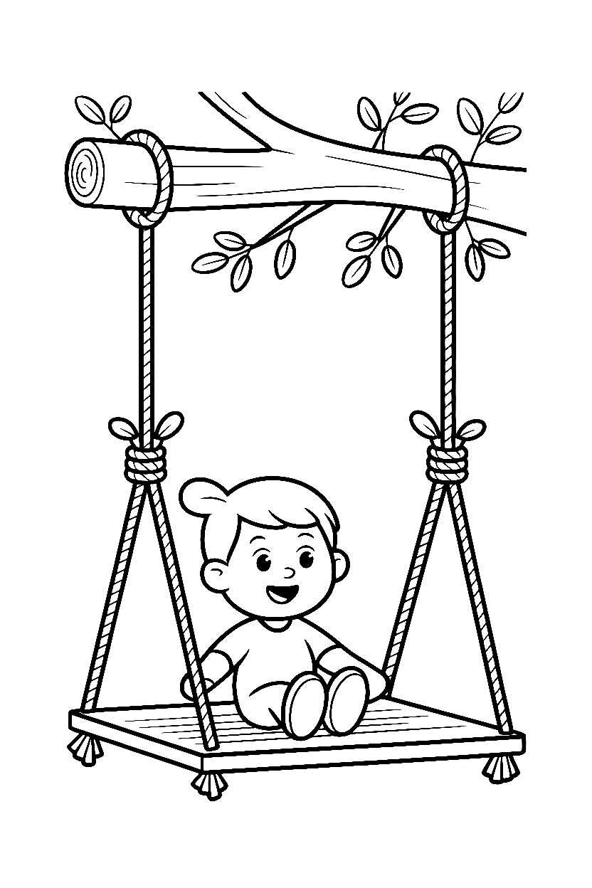 tree swing backyard coloring pages