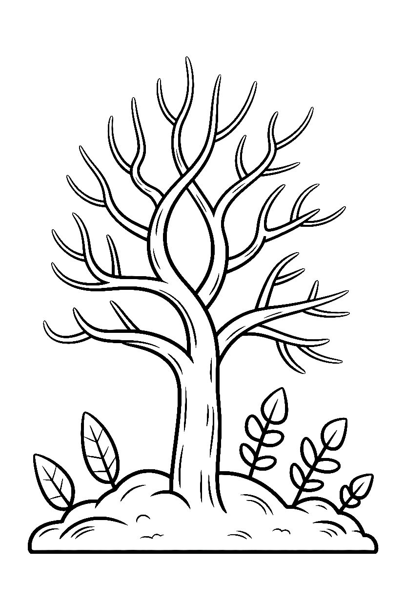 tree winter branches coloring pages