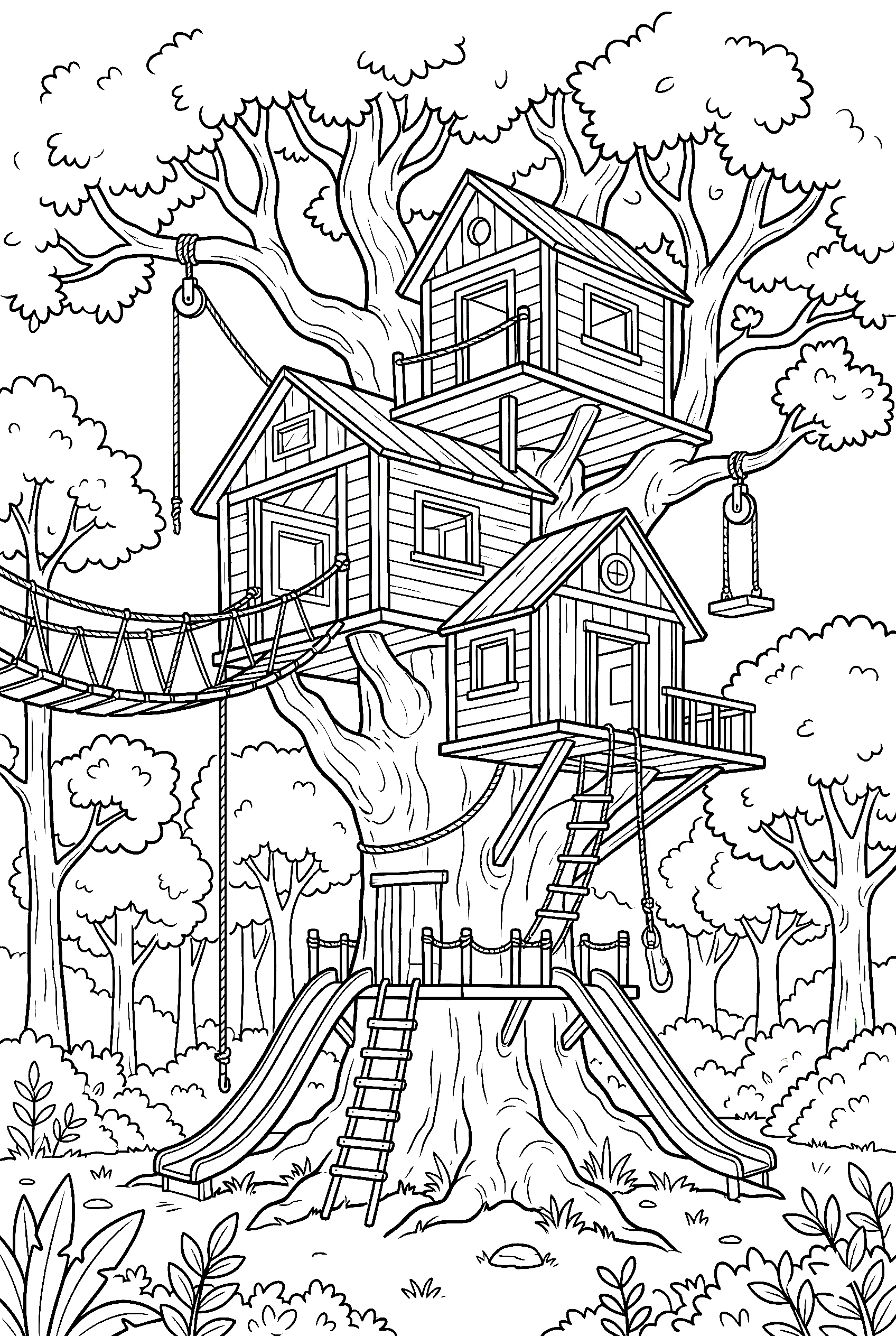 treehouse forest coloring sheet