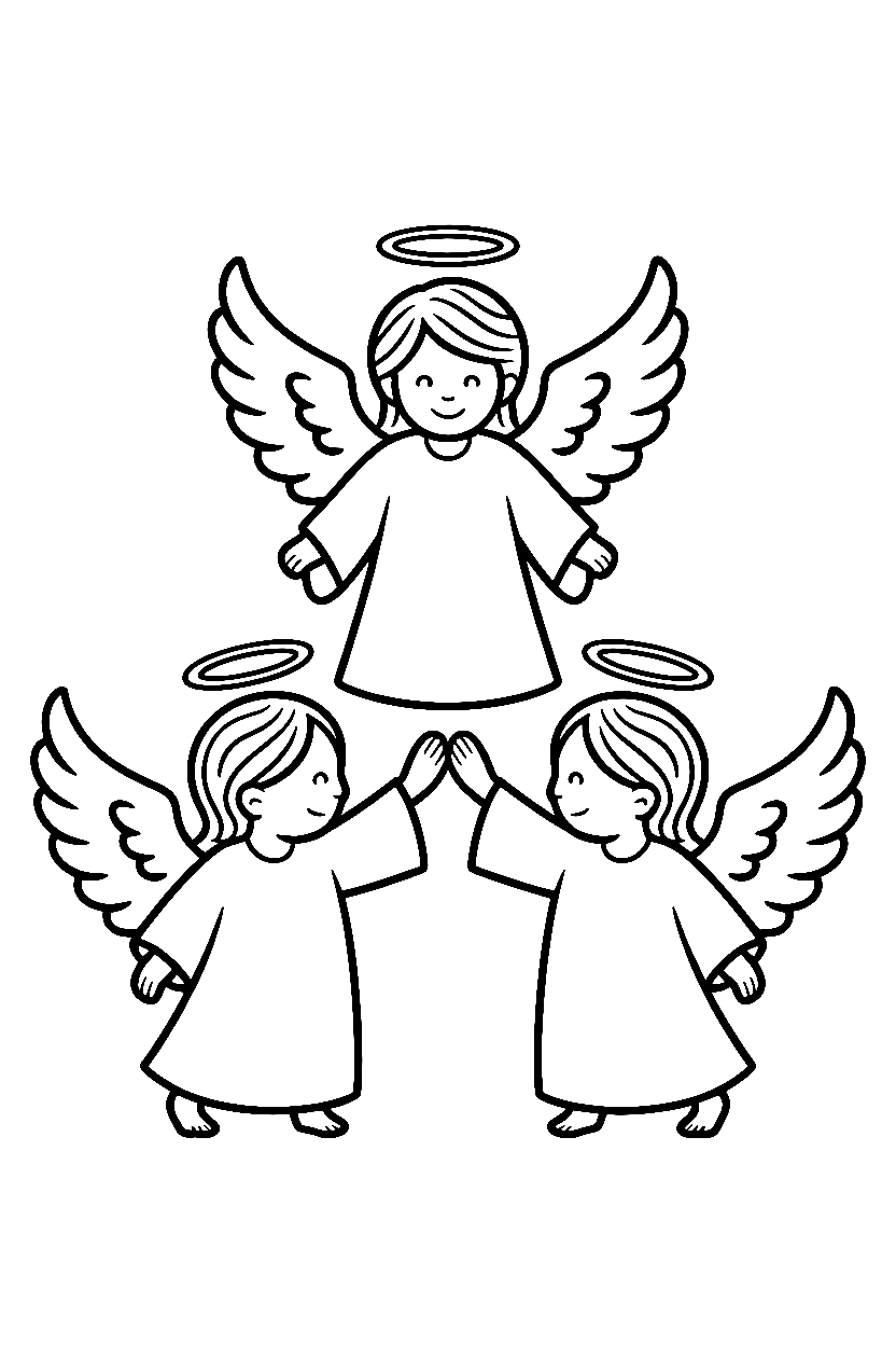 triangle formation angels printable sheet