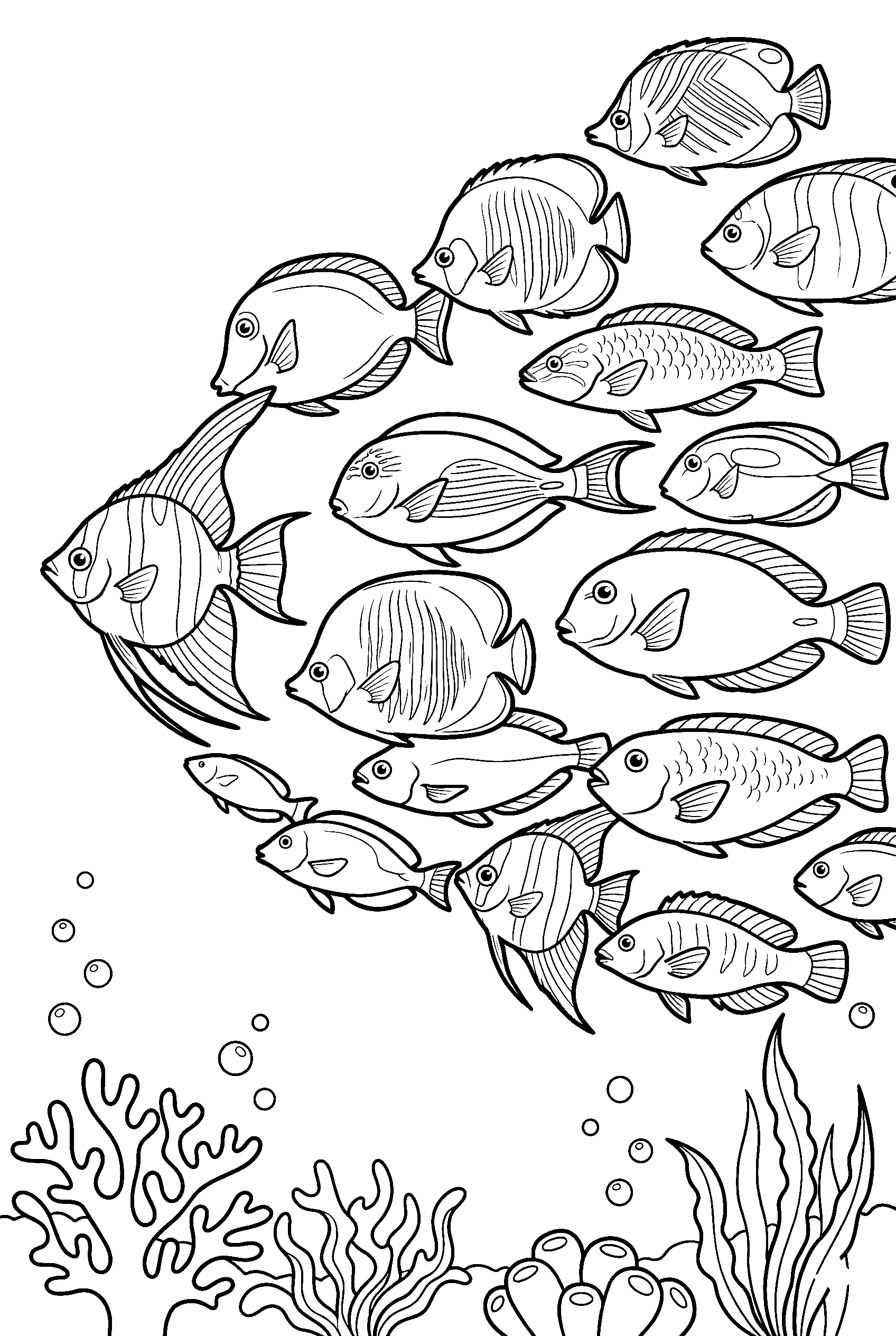tropical school fish coloring pages