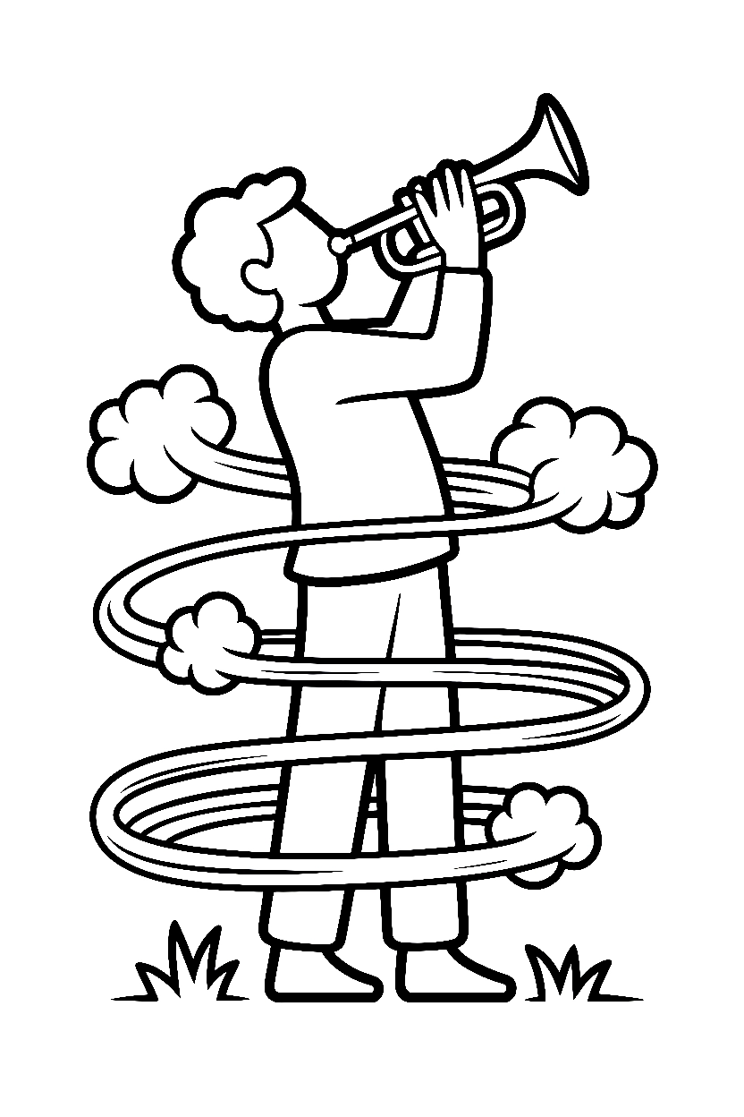 trumpet swirling clouds drawing