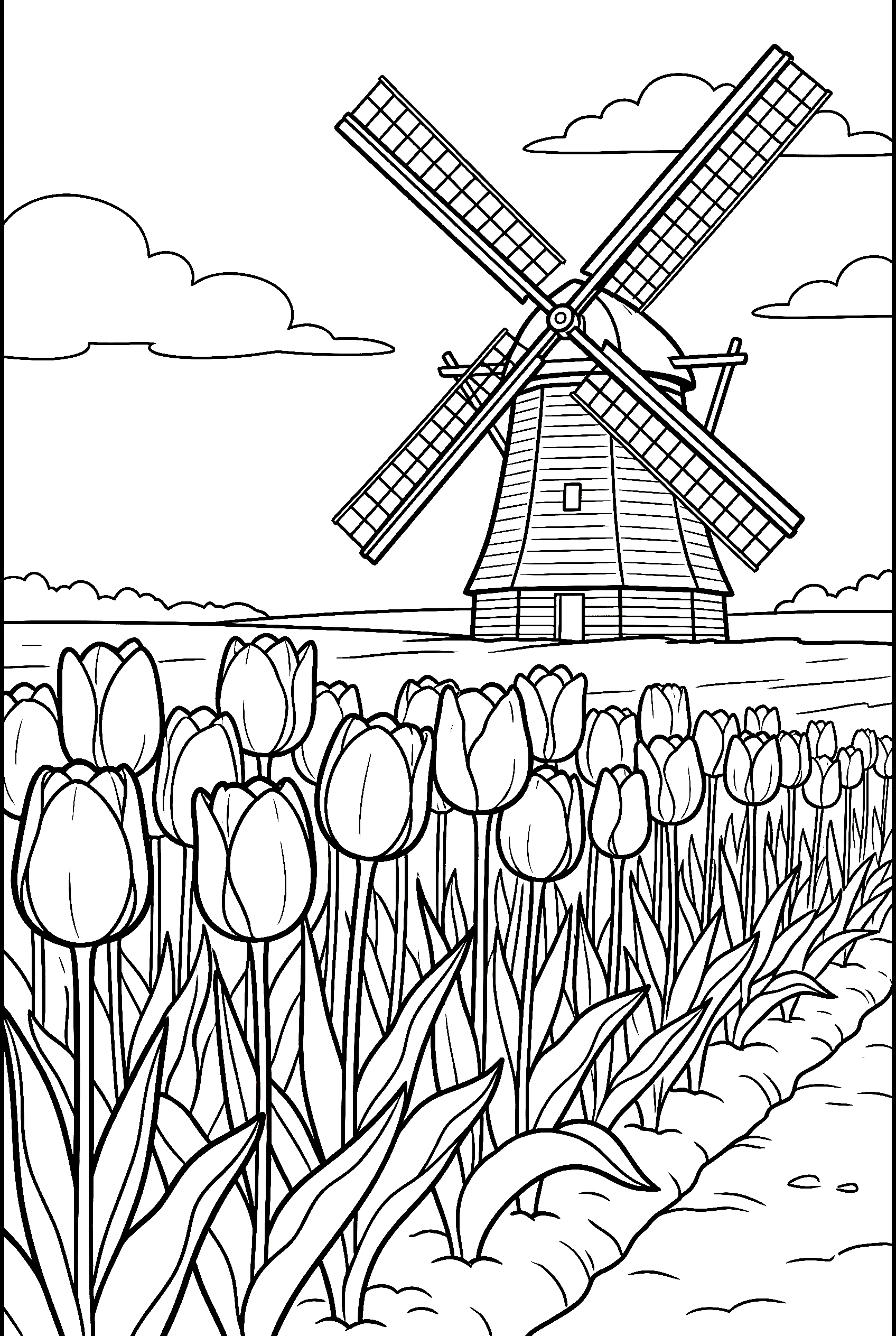 tulip garden floral coloring pages