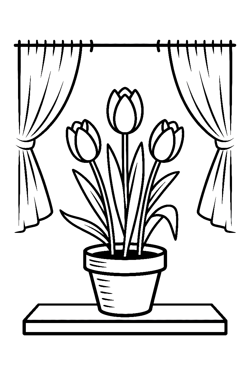 tulips windowsill pot printable sheet