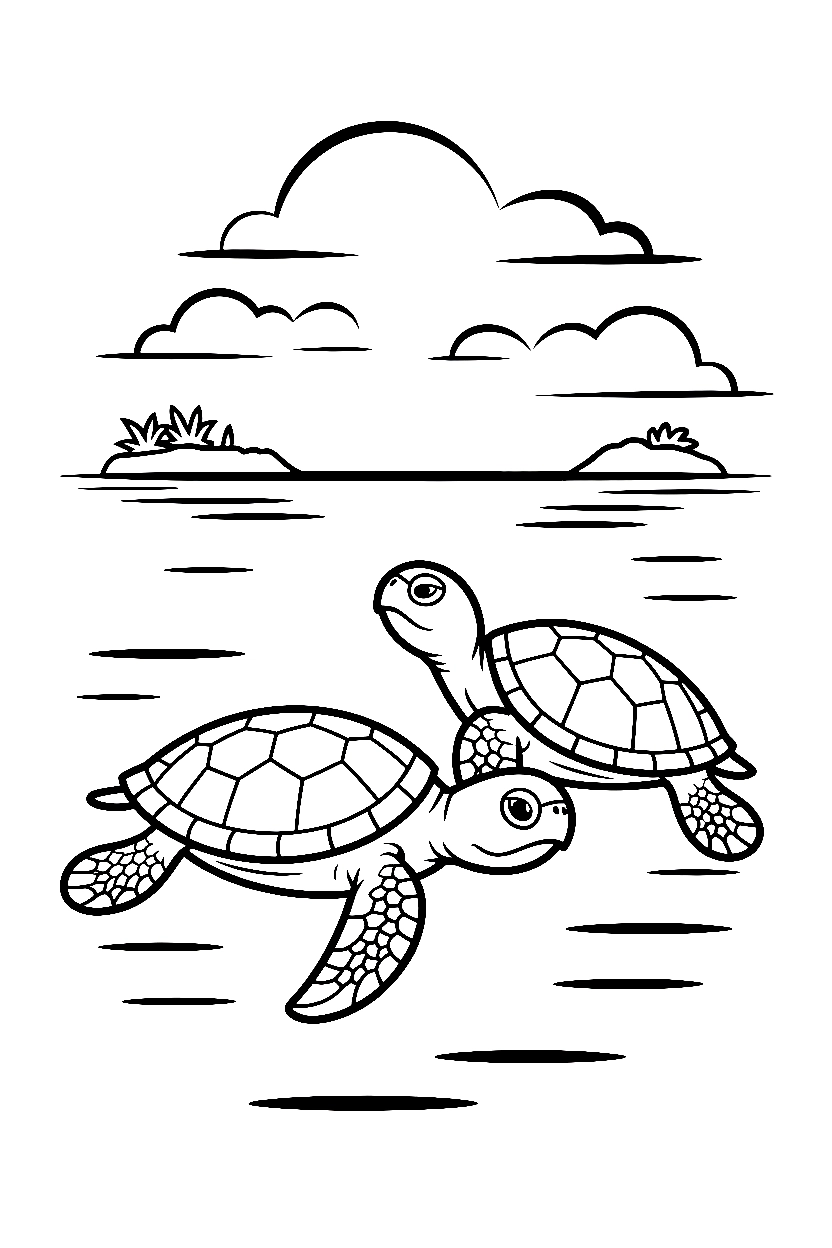 turtle pair ocean printable sheet turtle pair ocean printable sheet