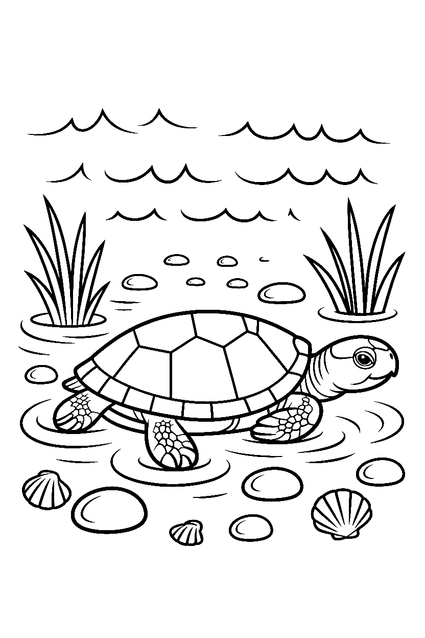 turtle tidepool rocks coloring pages