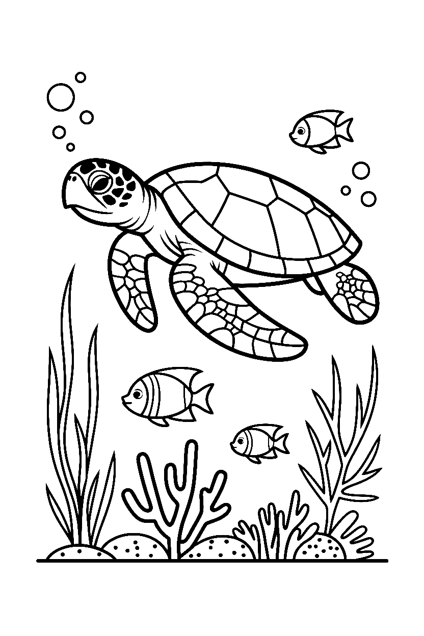 turtle underwater coral coloring pages turtle underwater coral coloring pages