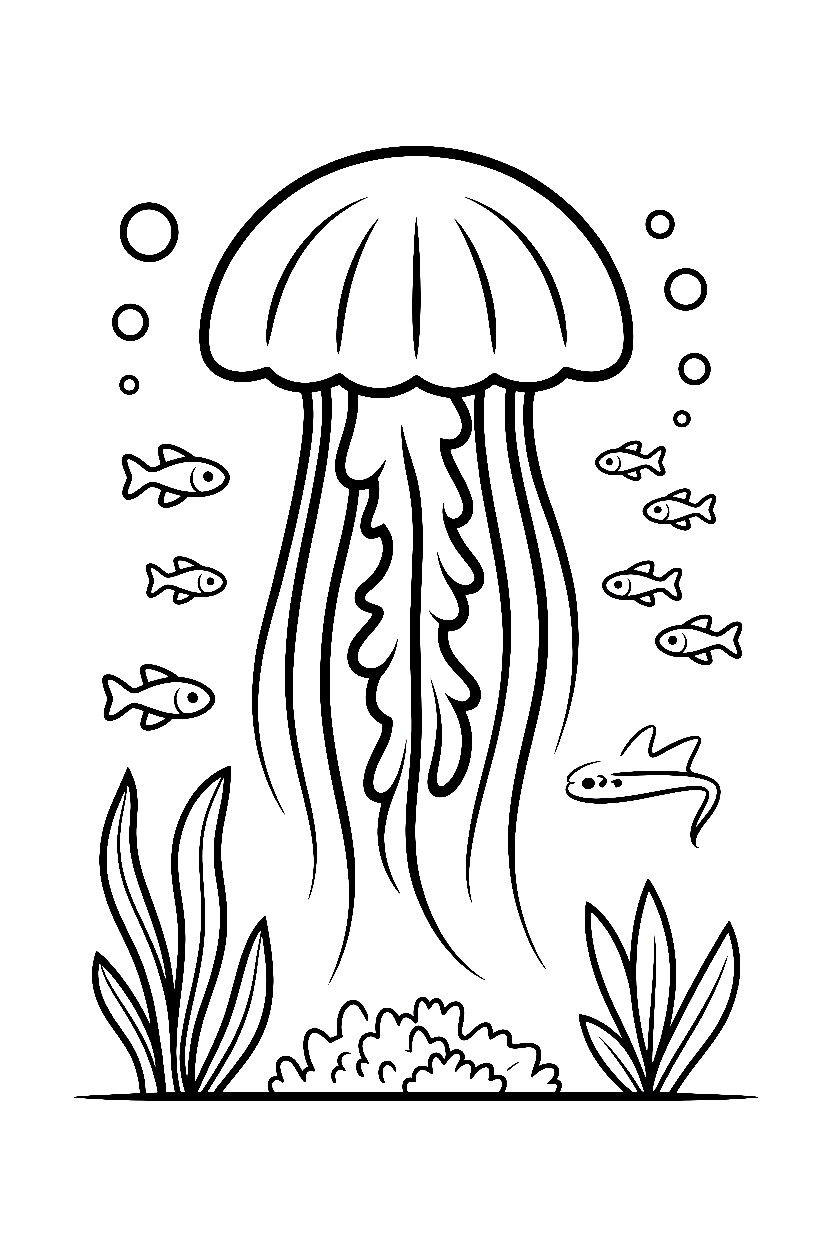 under the sea jellyfish schools coloring pages