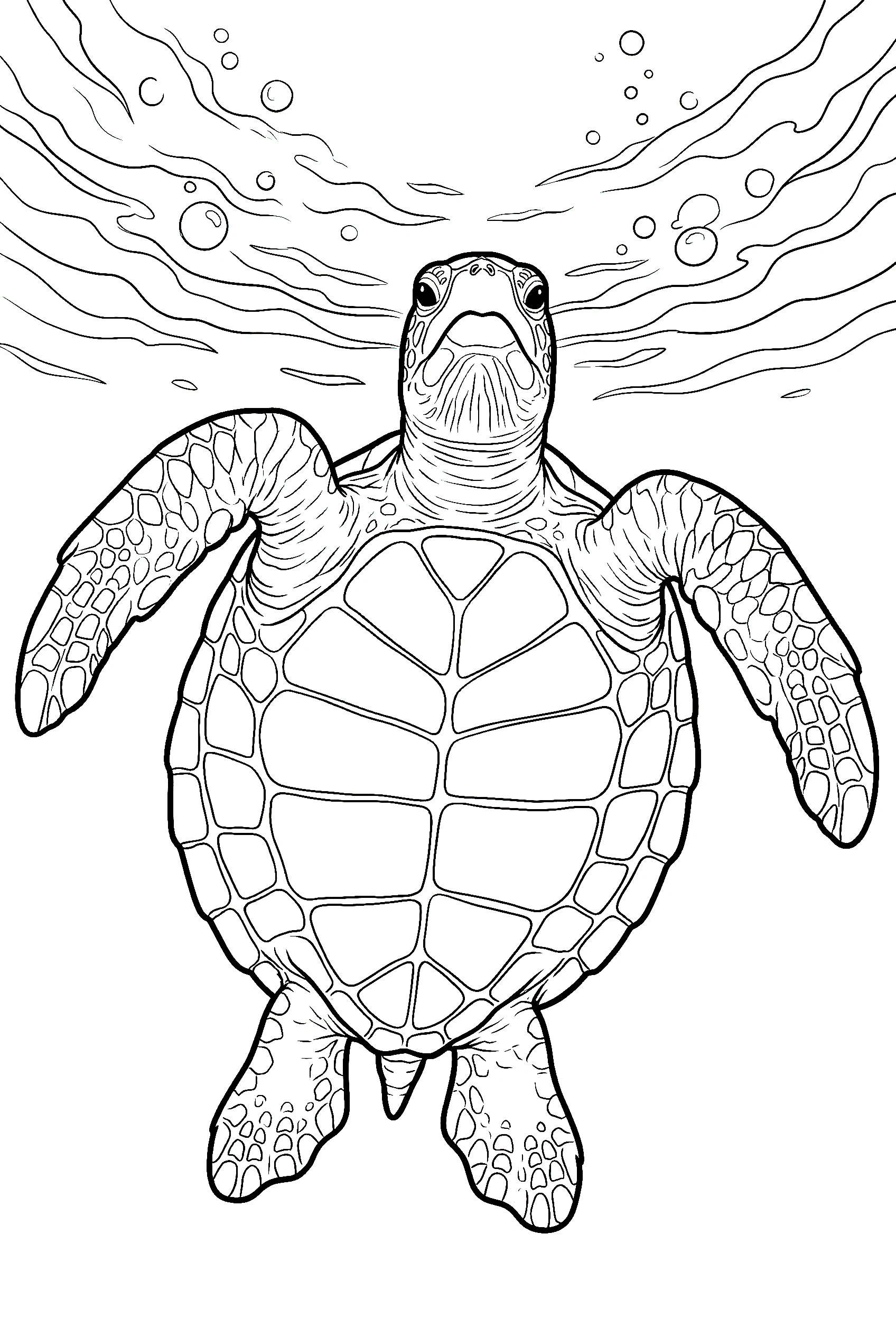 underwater turtle perspective coloring pages