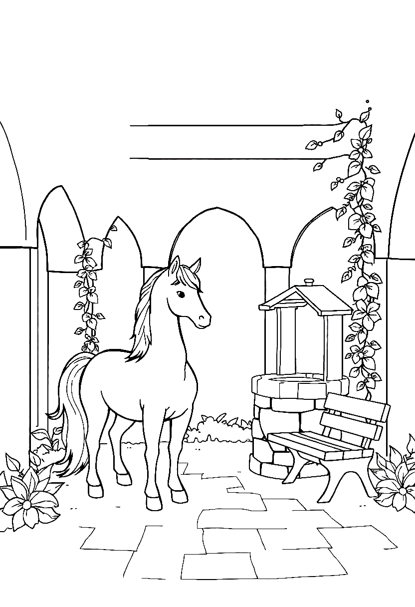 unicorn courtyard ivy well printable sheet