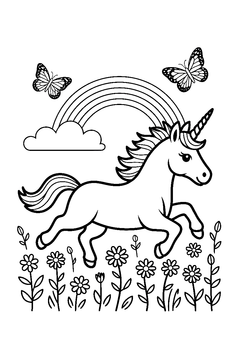 unicorn meadow rainbow printable sheet