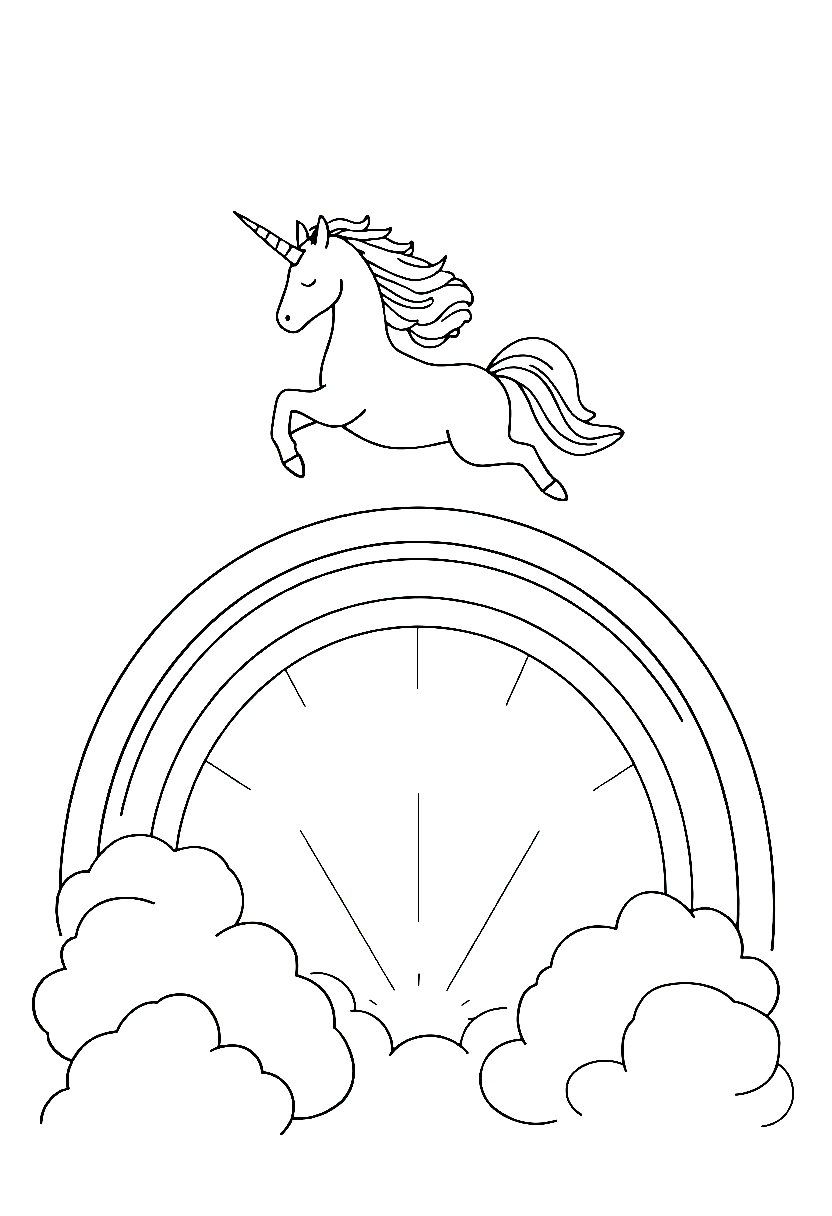 unicorn rainbow leap printable sheet
