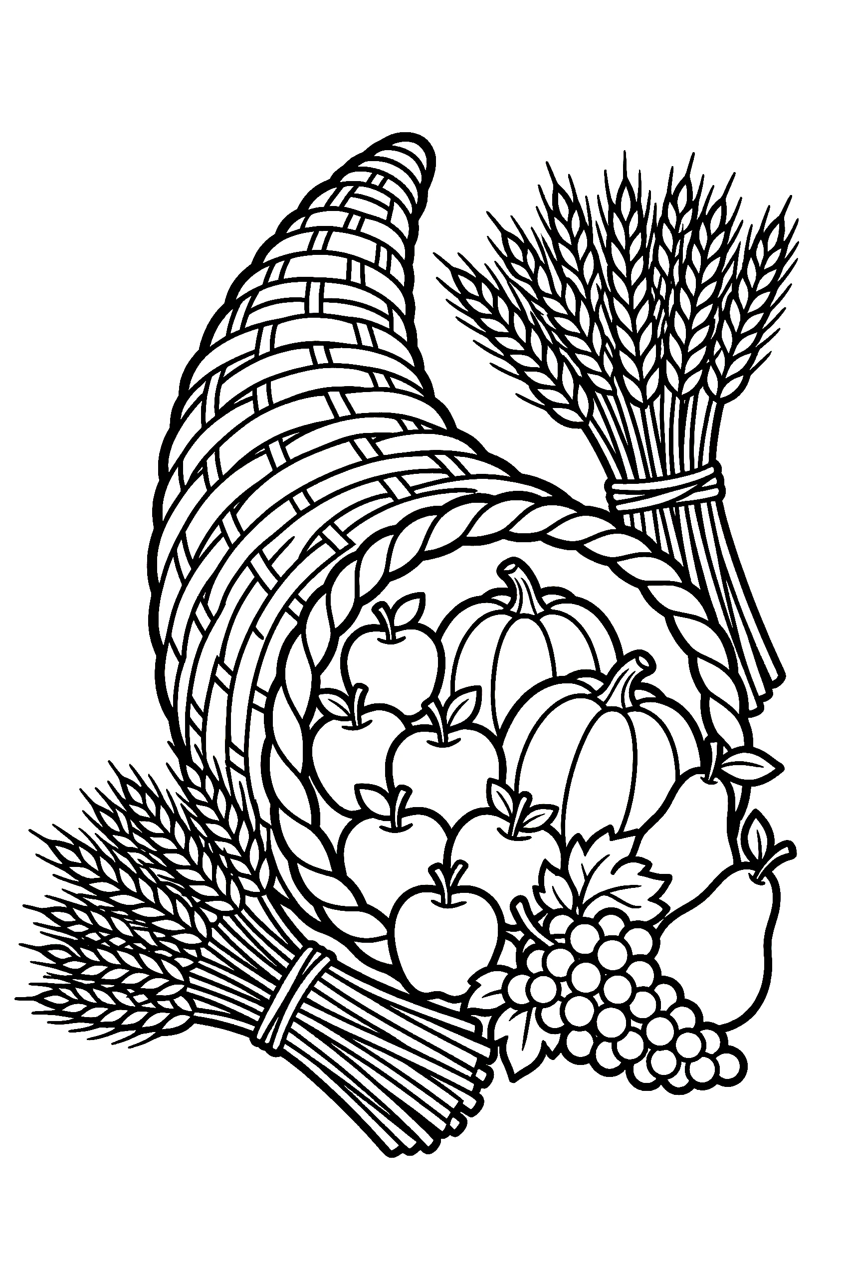 upright cornucopia wheat sheaves coloring pages