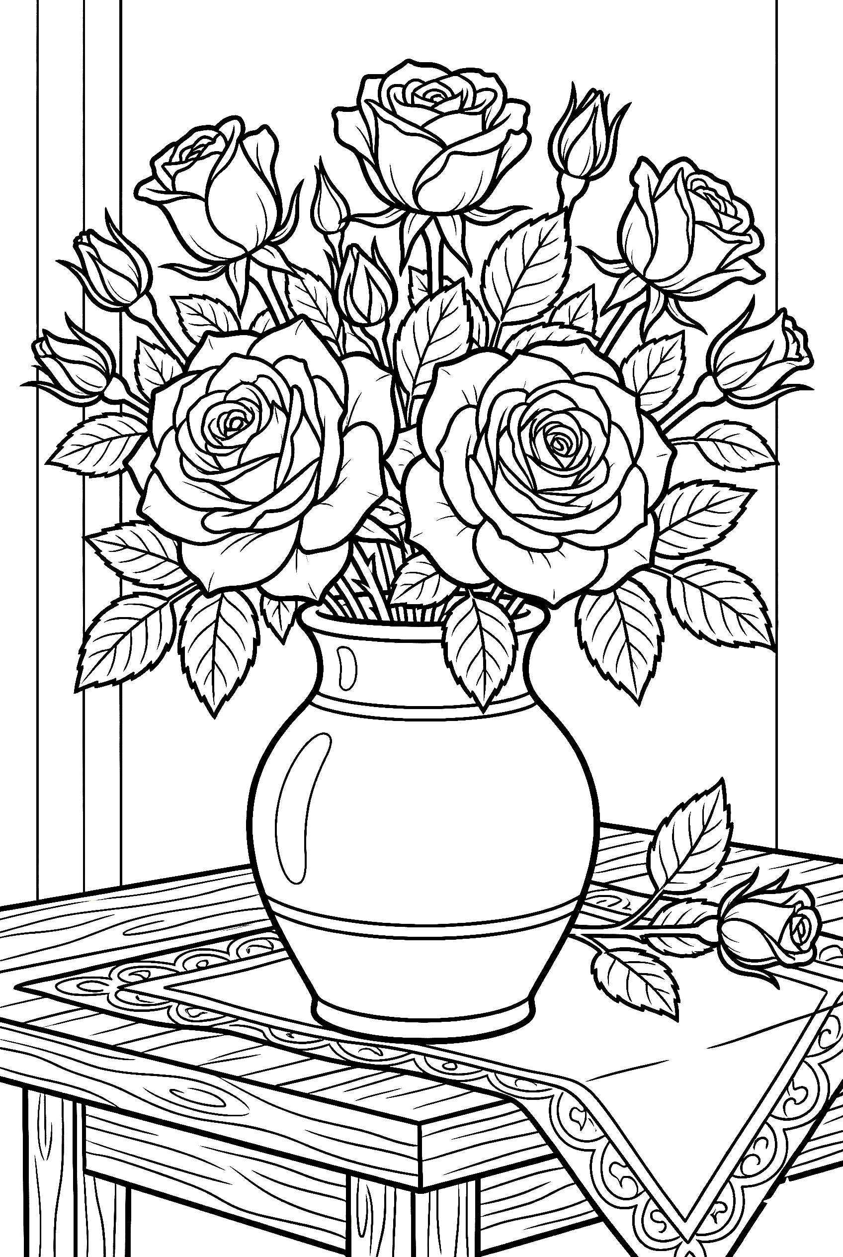 vase of roses illustration template
