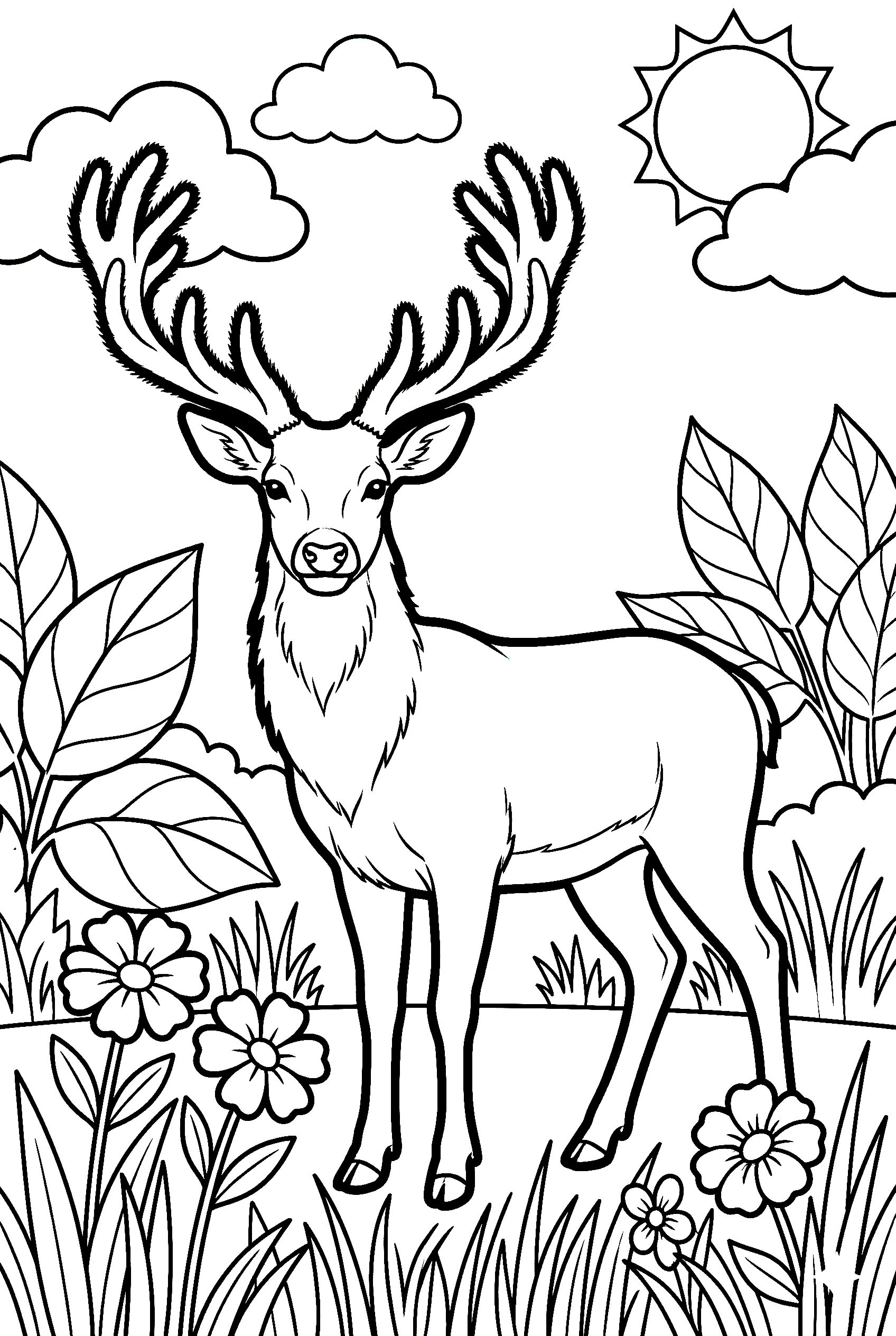 velvet antler deer drawing
