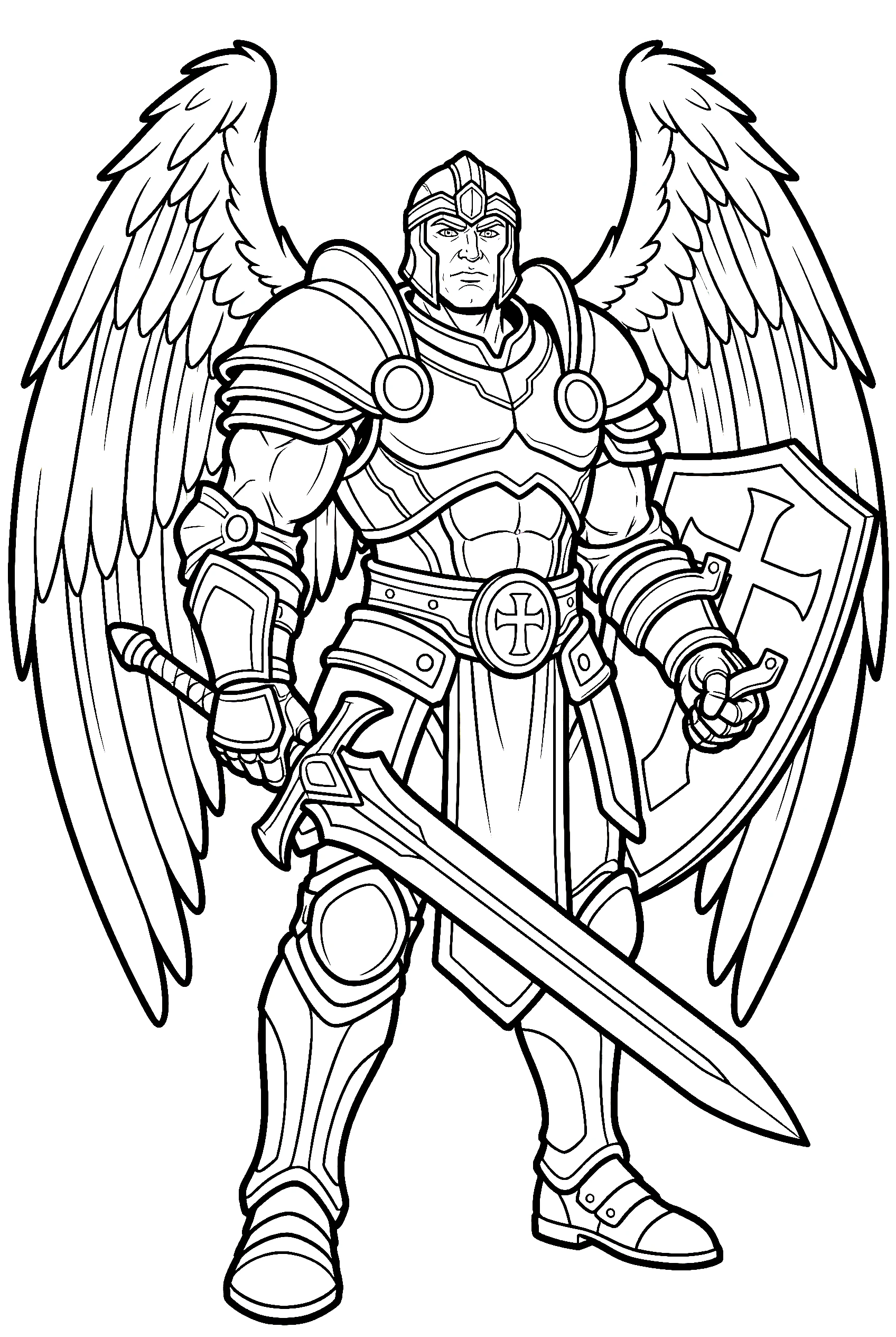 warrior angel male character printable sheet