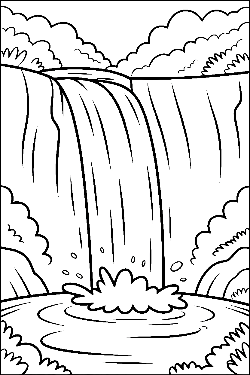 waterfall cliff pool mist drawing waterfall cliff pool mist drawing
