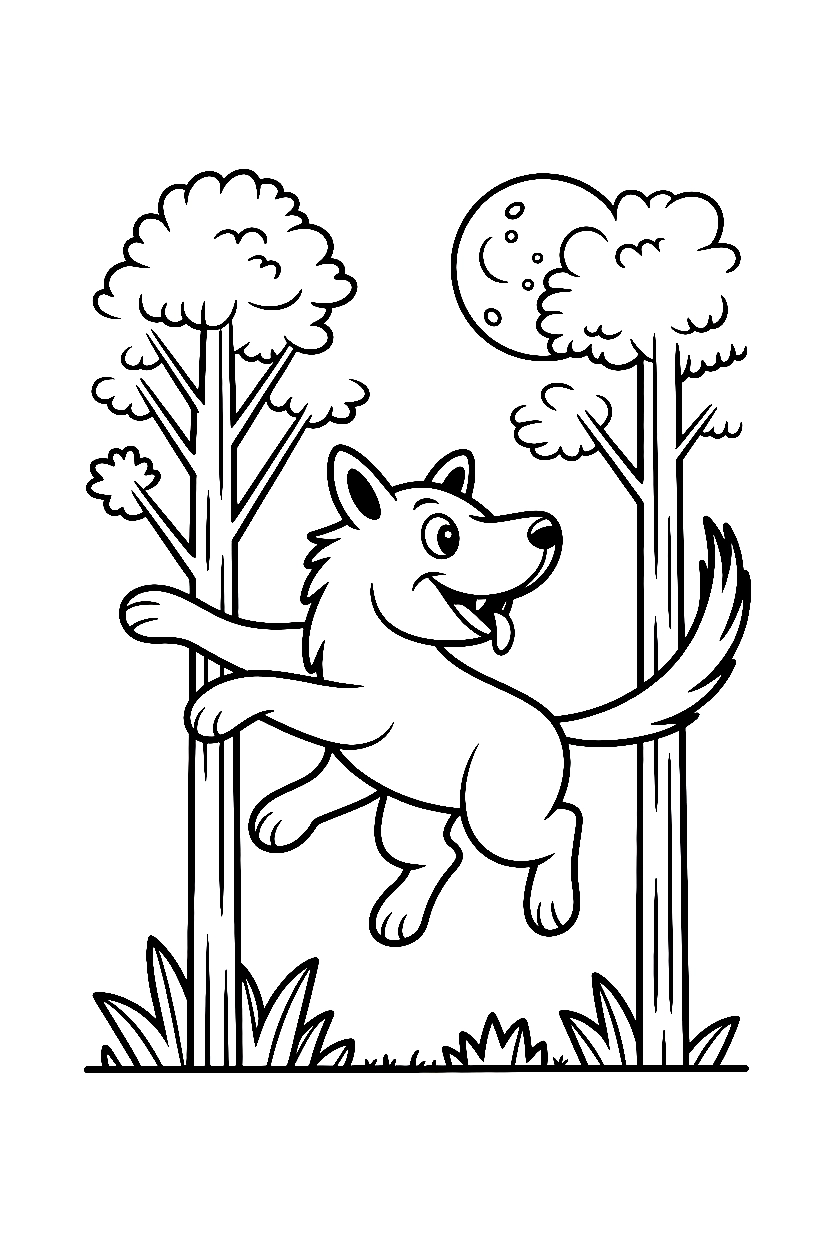 werewolf leaping trees moon canopy coloring pages werewolf leaping trees moon canopy coloring pages