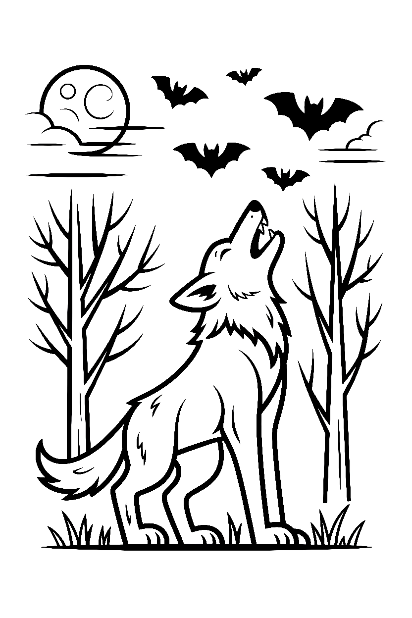 werewolf moon clearing drawing