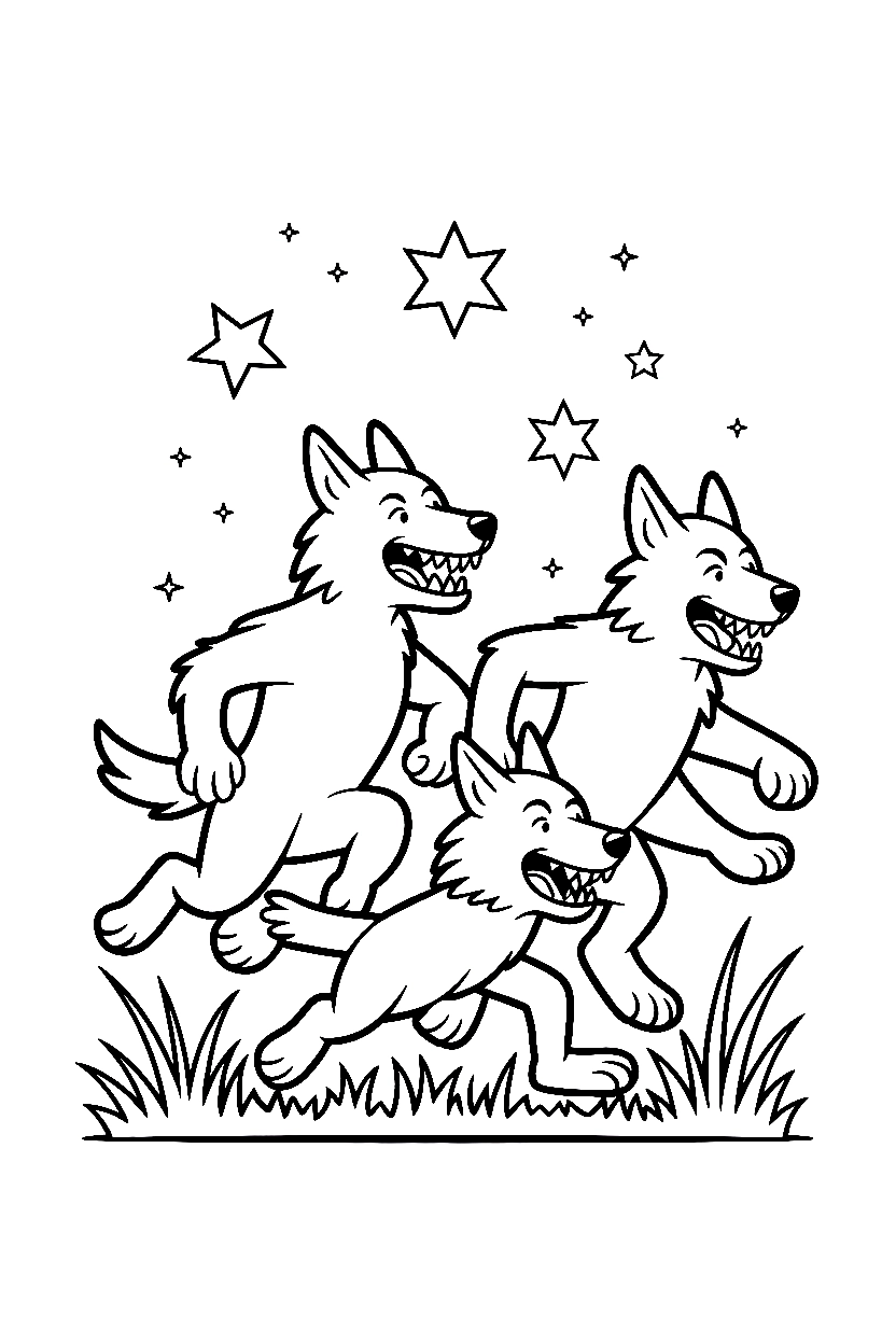 werewolf pack running meadow stars printable sheet werewolf pack running meadow stars printable sheet