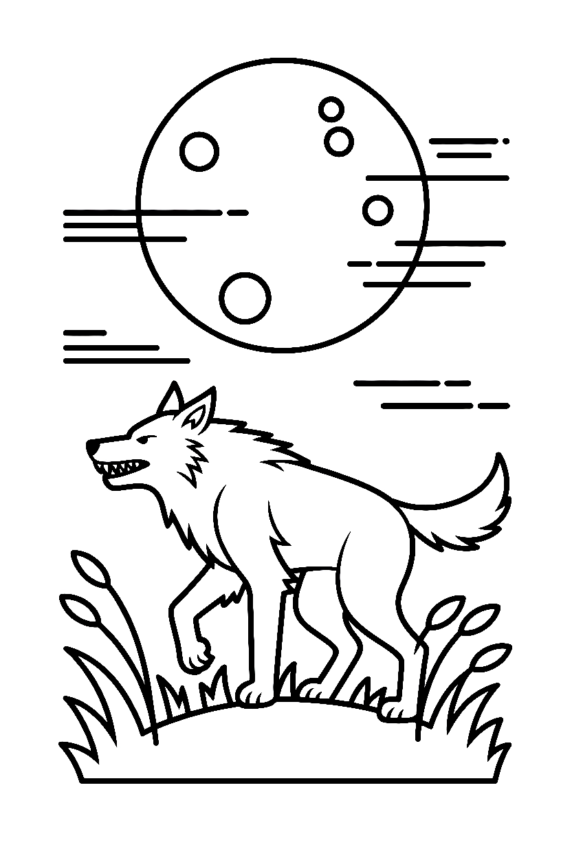 werewolf silhouette hilltop moon wind printable sheet werewolf silhouette hilltop moon wind printable sheet