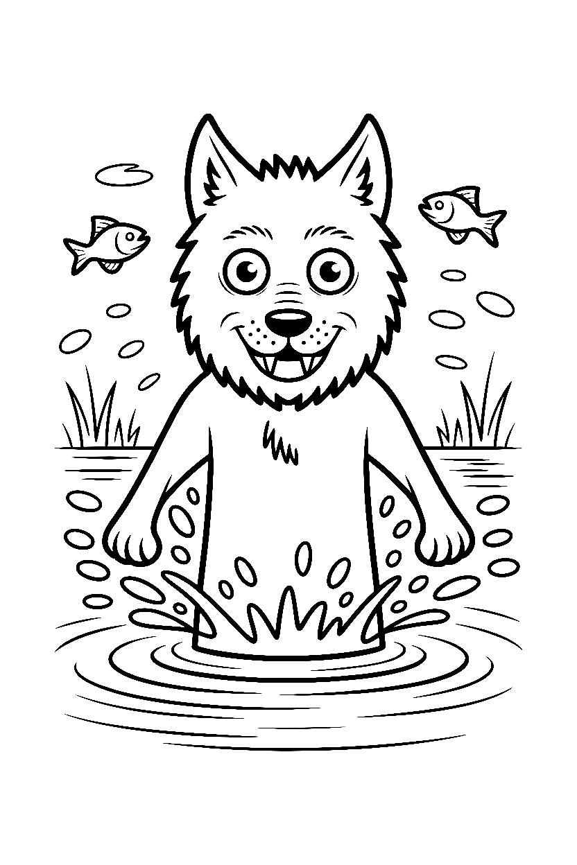 werewolf stream splashing fish drawing werewolf stream splashing fish drawing