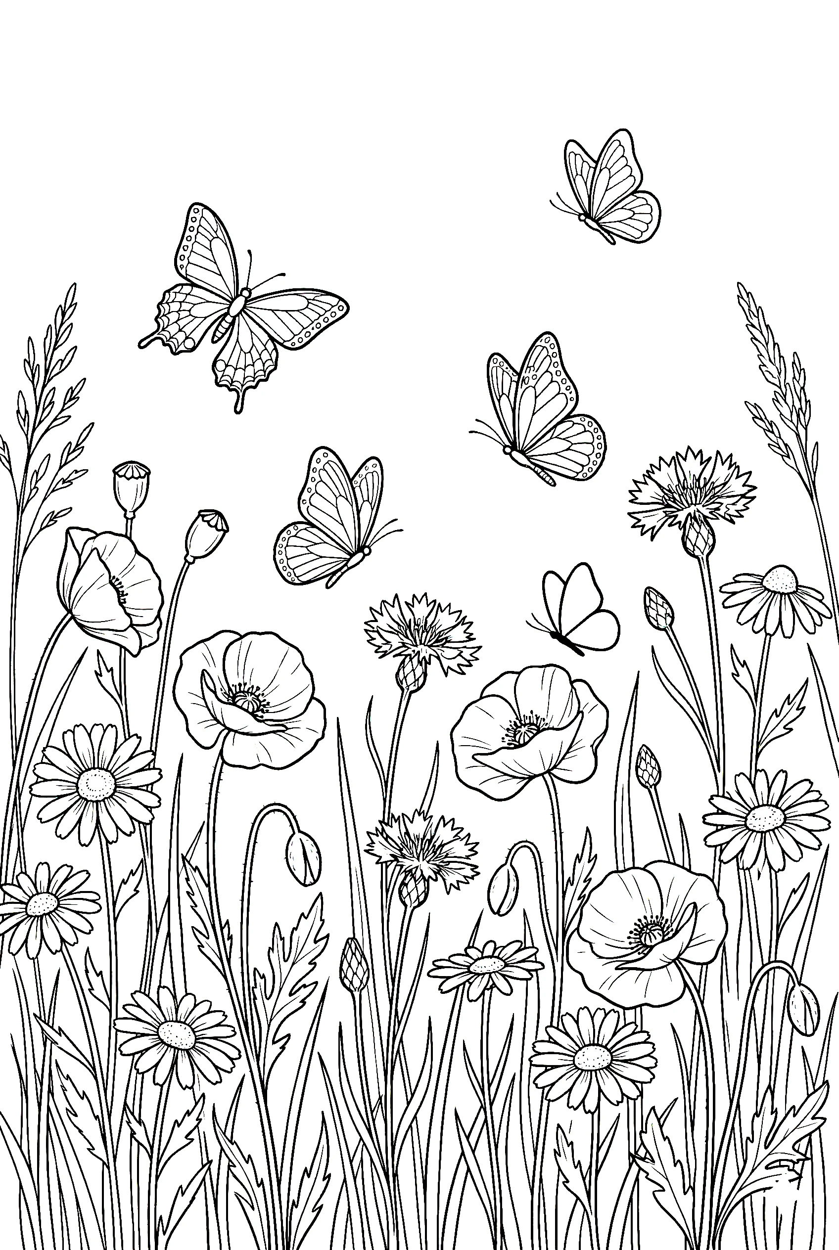 wildflower meadow floral coloring pages