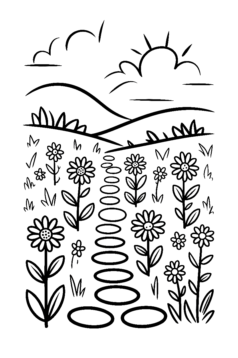 wildflower meadow path printable sheet