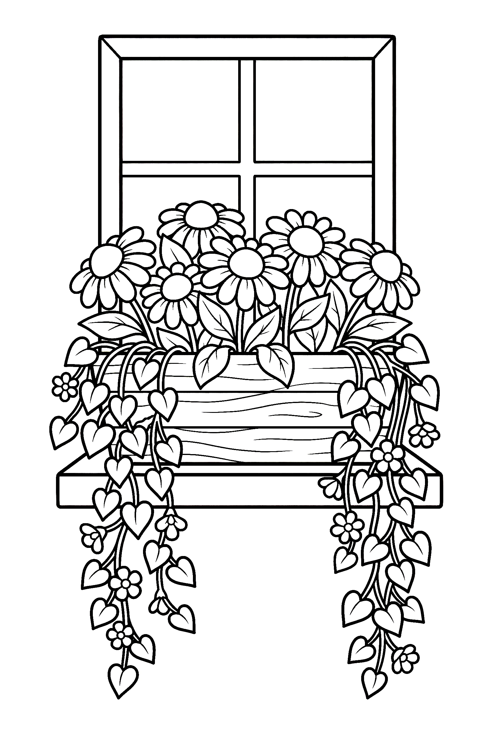 window box daisy planter coloring pages