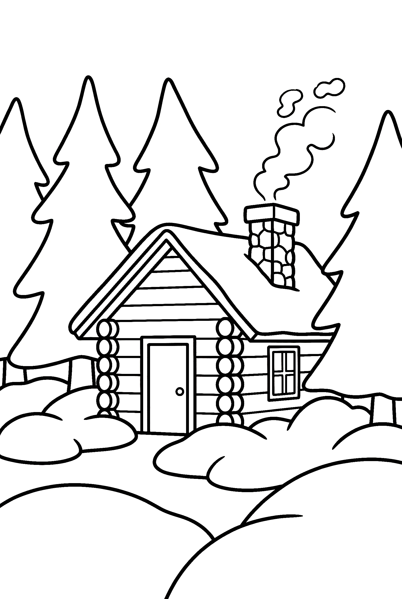 winter cabin forest printable sheet