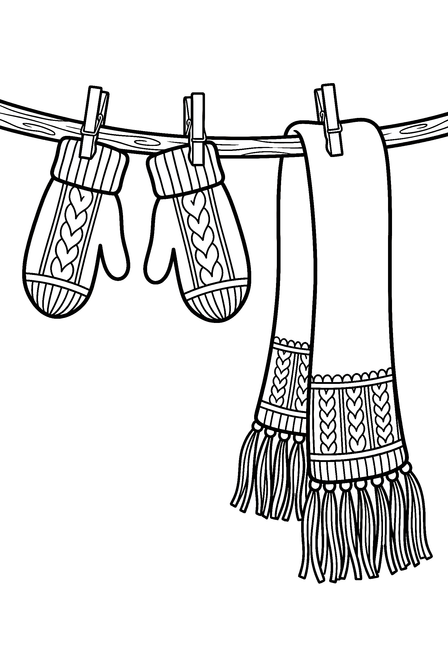winter clothing accessories drawing for kids