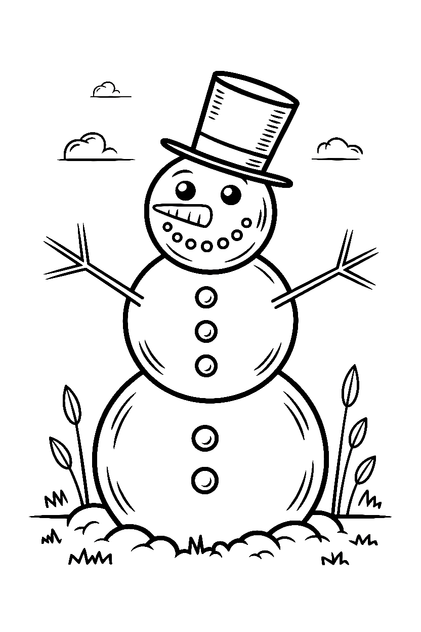 winter snowman yard coloring pages