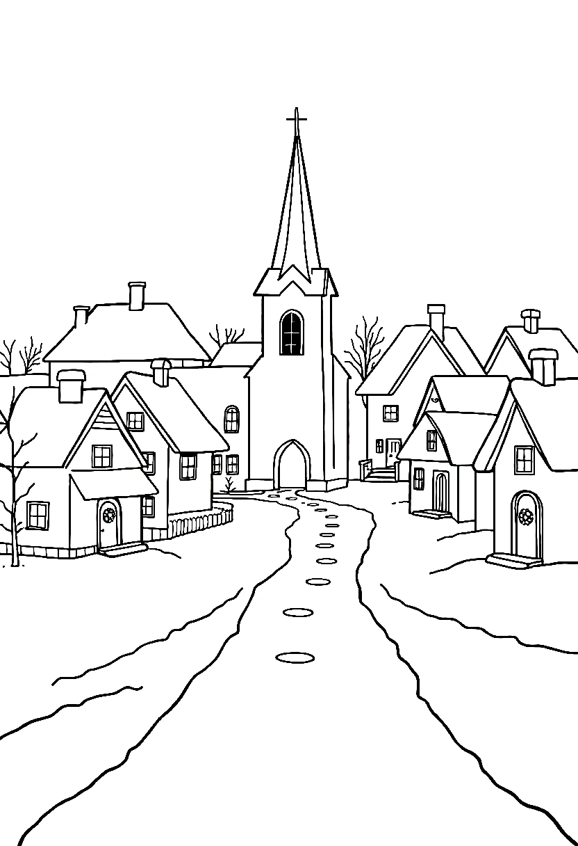 winter village scene coloring pages winter village scene coloring pages