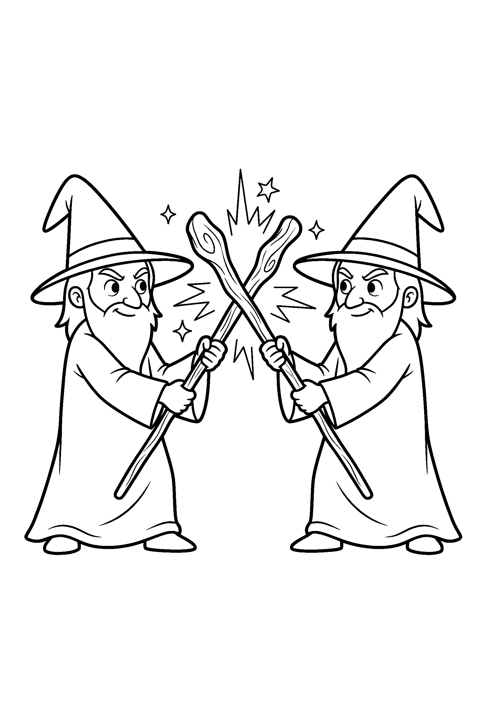 wizard duel crossed staffs coloring pages