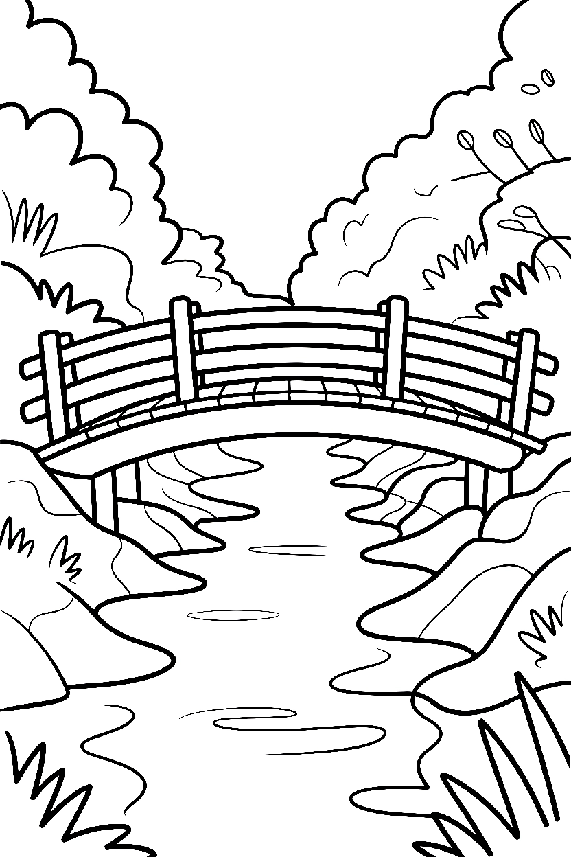 wooden bridge creek crossing coloring pages wooden bridge creek crossing coloring pages