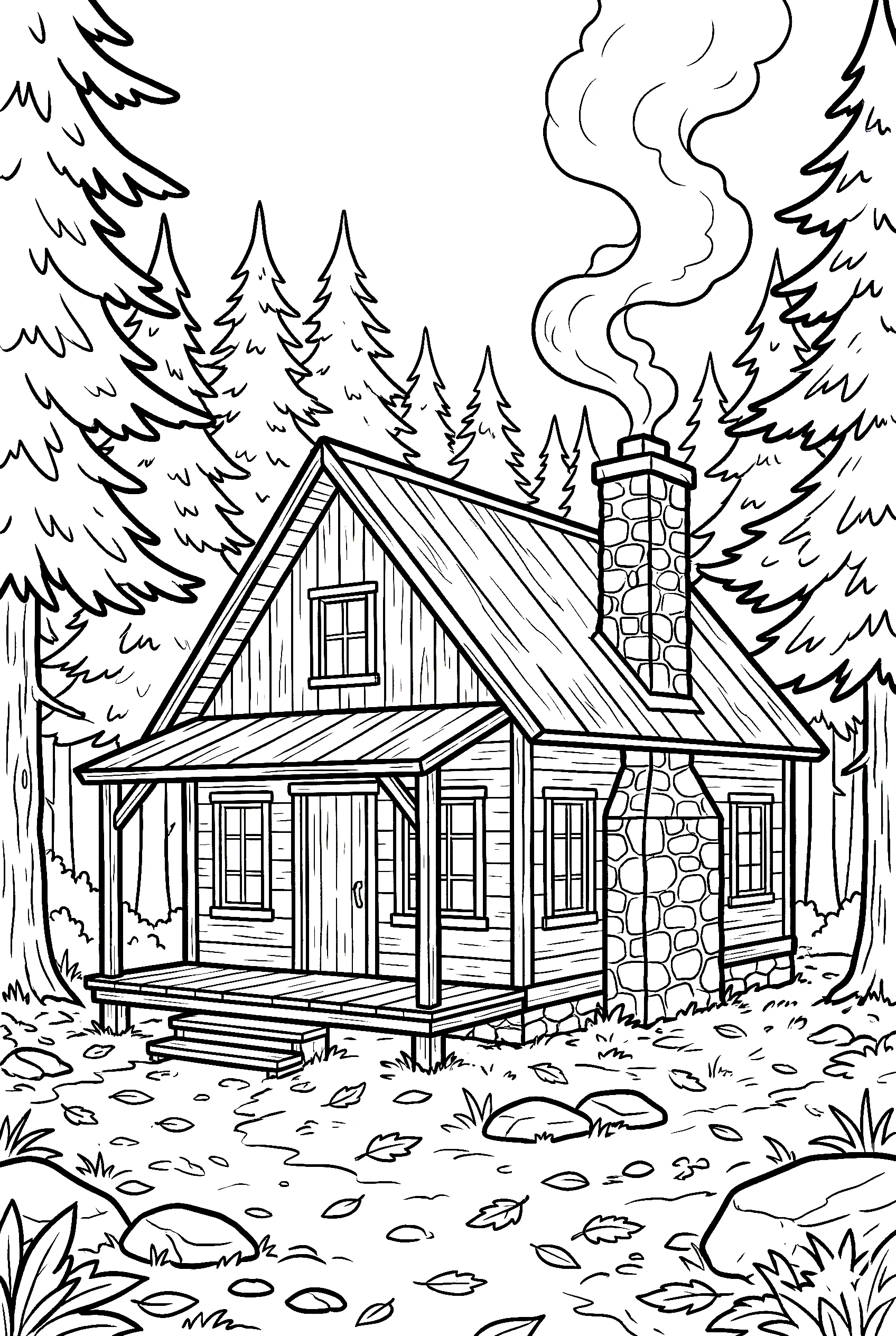 wooden cabin camping coloring pages
